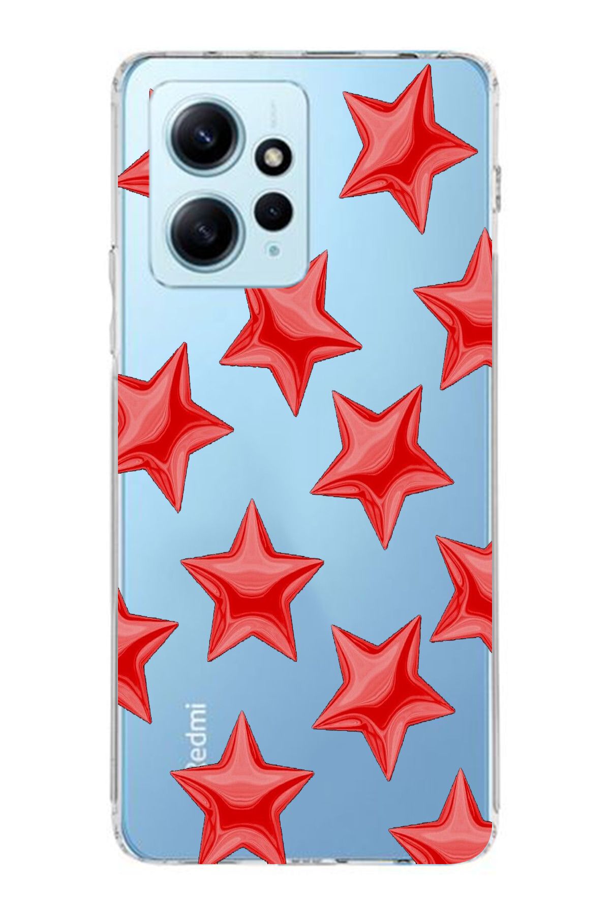 moonset Xiaomi Redmi Note 12 4G Uyumlu Yıldızlar Tasarımlı Baskılı Şeffaf Telefon Kılıfı