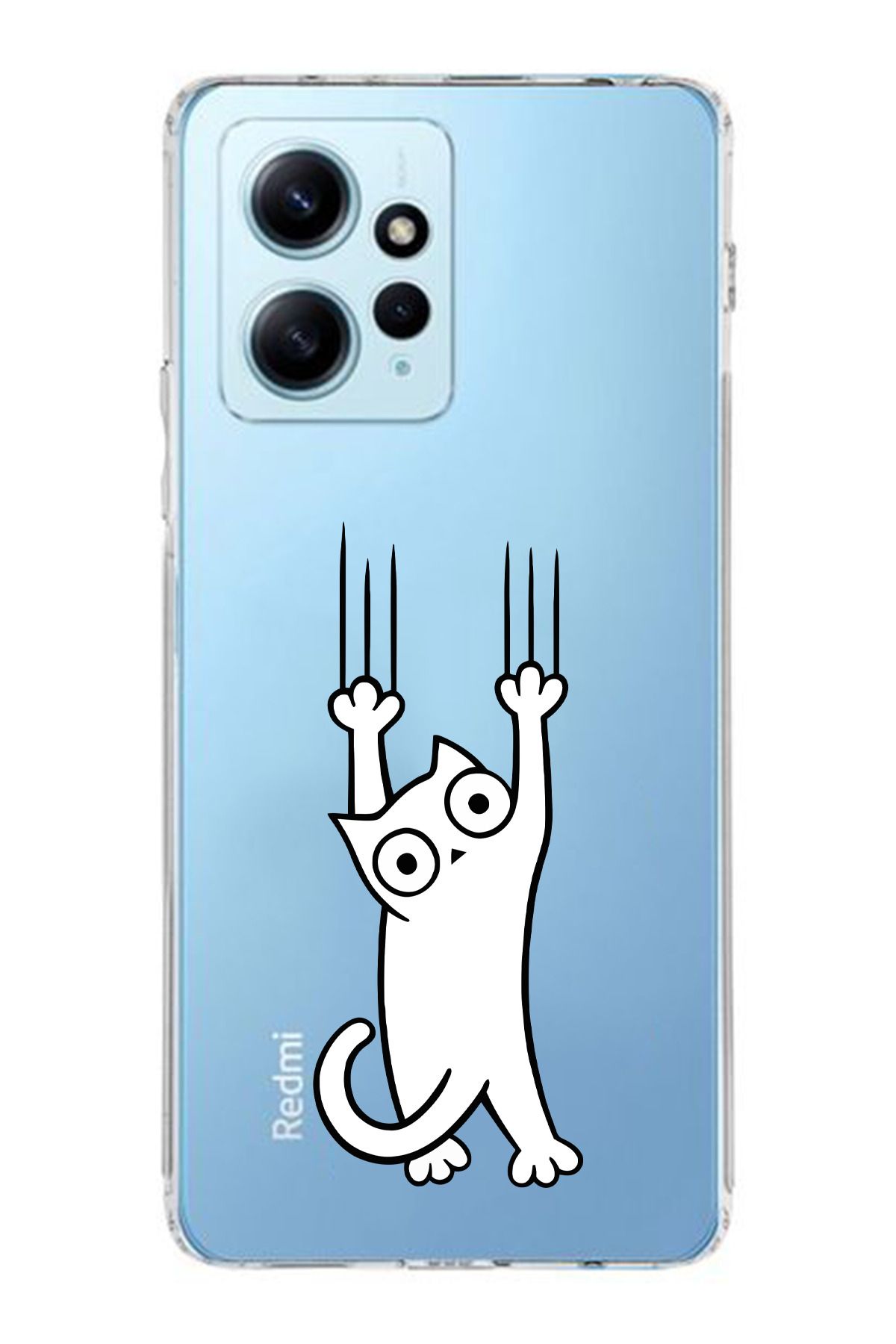 moonset Xiaomi Redmi Note 12 4G Uyumlu Kedi Tasarımlı Baskılı Şeffaf Telefon Kılıfı