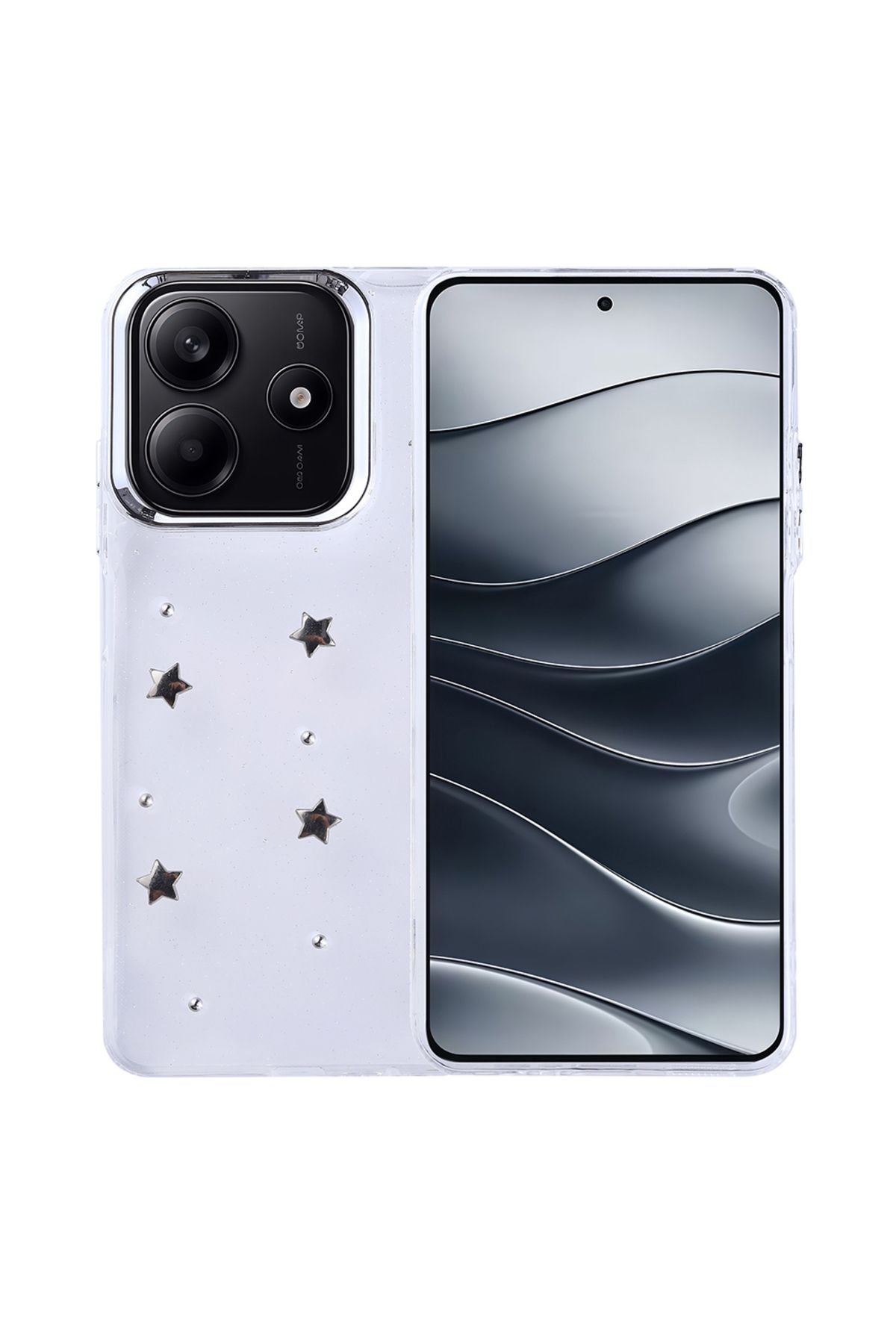 batuteknoloji Xiaomi Redmi Note 14 4G Kılıf Airbag Tasarımlı Simli Şeffaf Zore Kutup Kapak