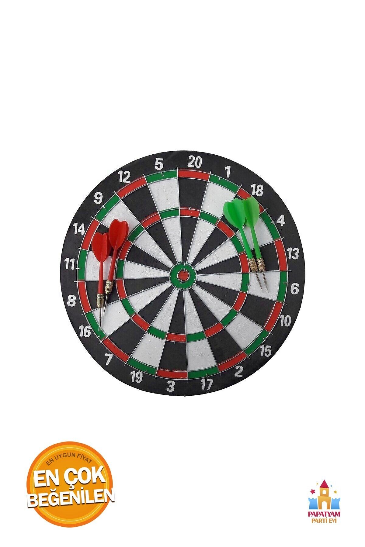 PapatyamPartiEvi Orta Boy Dart Seti - 12'' Hedef Tahtası ve 4 Oklu, Rakiplerle Mücadele İçin