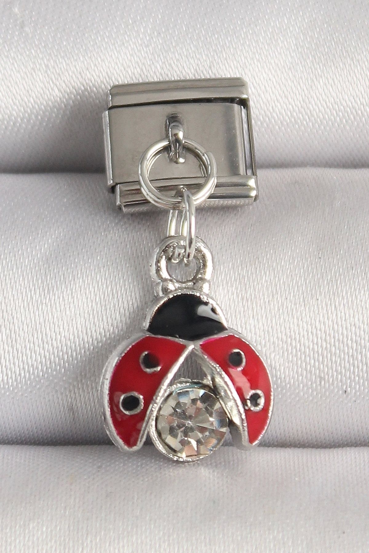 STOREMAX 316L Çelik Gümüş Renk Zirkon Taşlı Uğur Böceği Model Nomination Charm