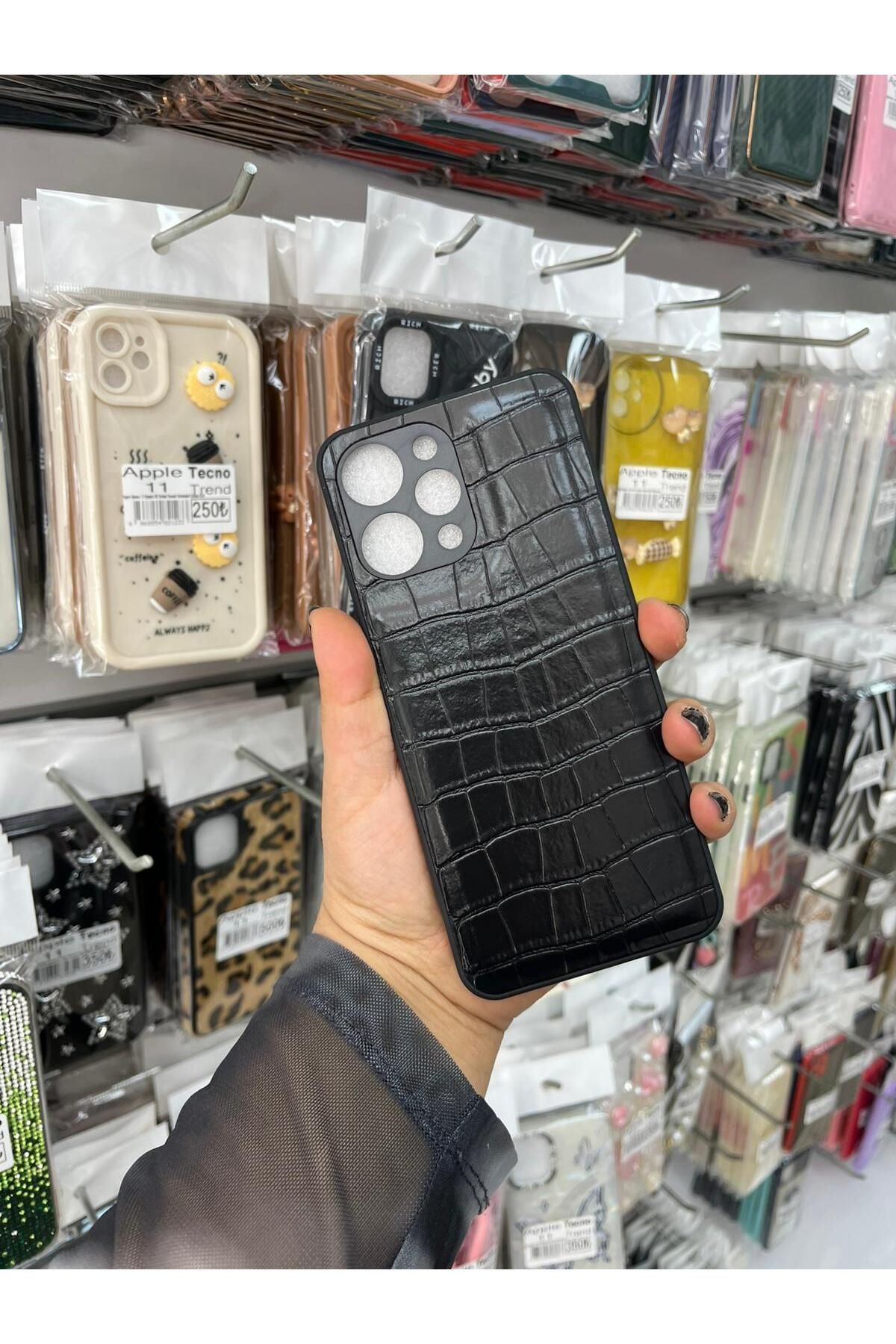 TECNOTREND XİAOMİ REDMİ 12 4G Dokulu Yüzey Çekmeye Dayanıklı Cep Telefon Kılıfı Pu Deri Kaplamalı Yumuşak
