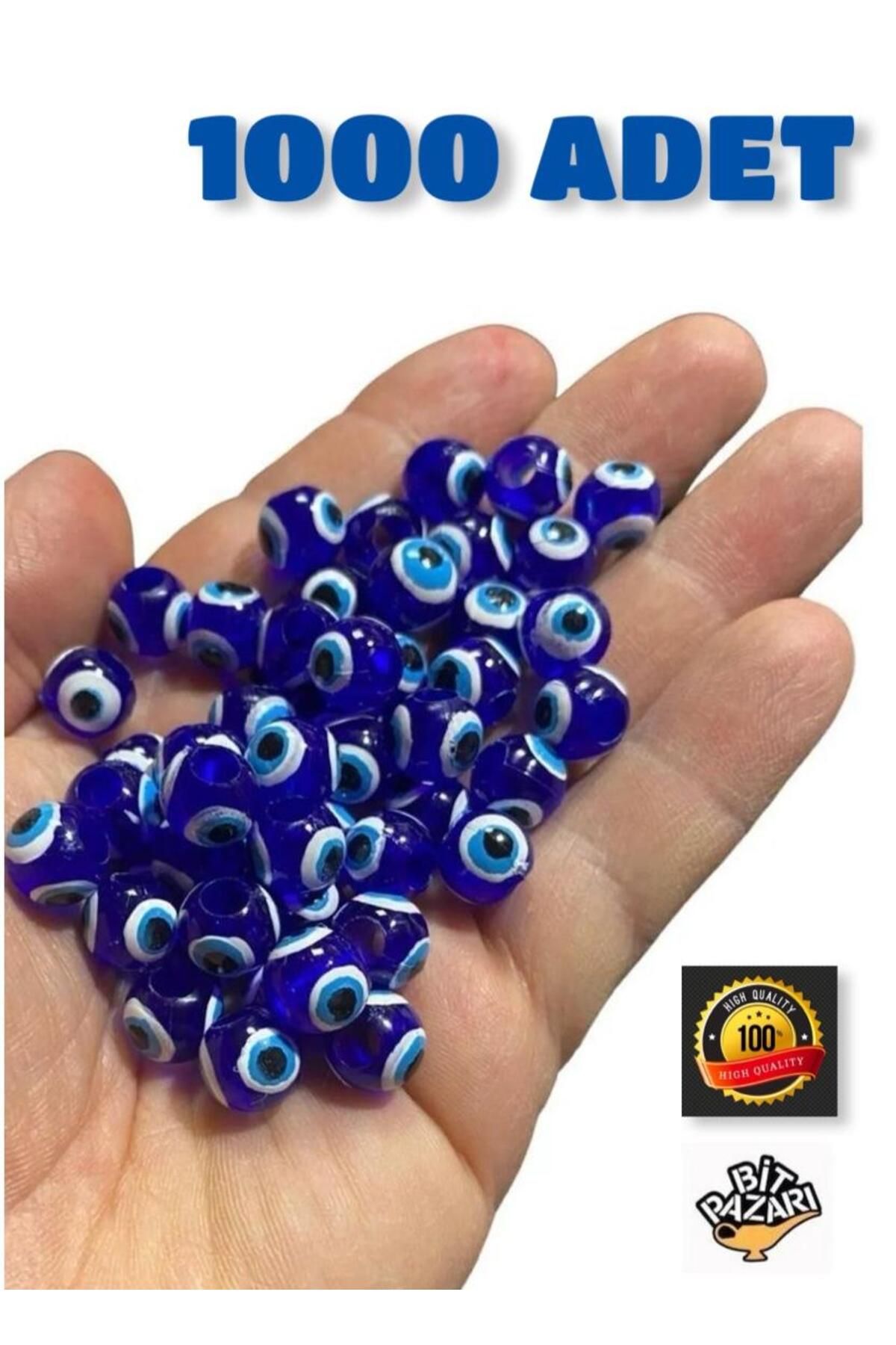Flea Market KOPYA - 50 Adet Danagöz Nazar Boncuğu - 10 Mm - ( Geniş Delikli )