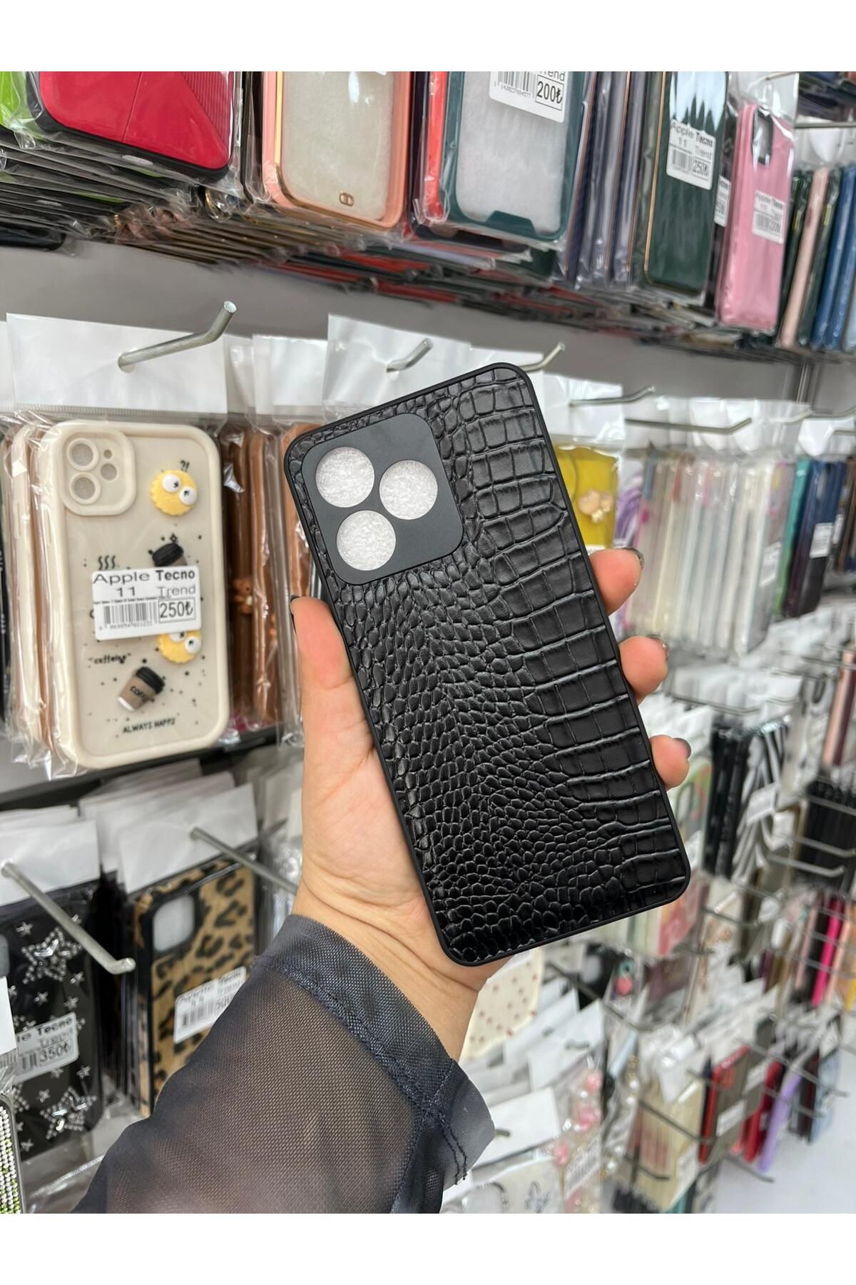 TECNOTREND OPPO REALME C53 Dokulu Yüzey Çekmeye Dayanıklı Cep Telefon Kılıfı Pu Deri Kaplamalı Yumuşak