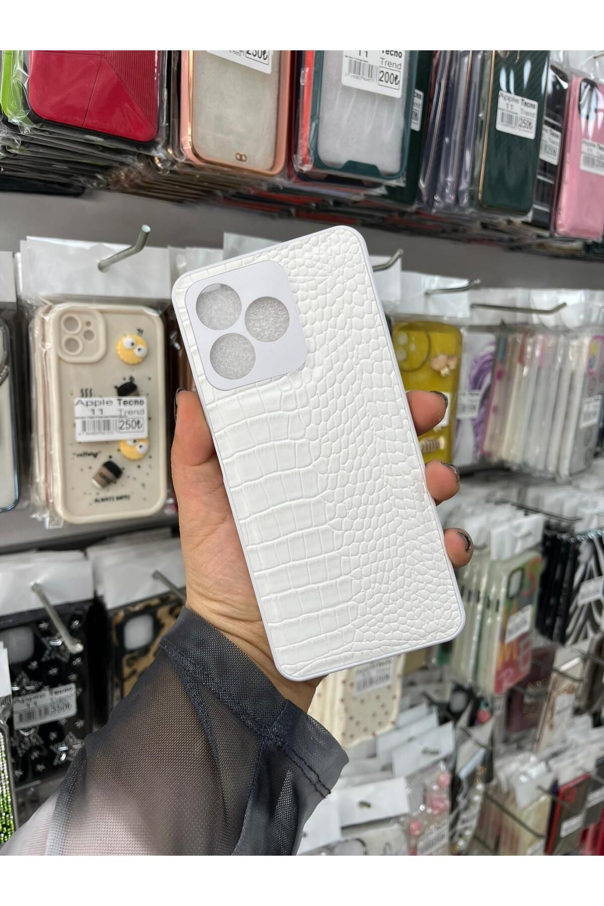 TECNOTREND OPPO REALME C53 Dokulu Yüzey Çekmeye Dayanıklı Cep Telefon Kılıfı Pu Deri Kaplamalı Yumuşak