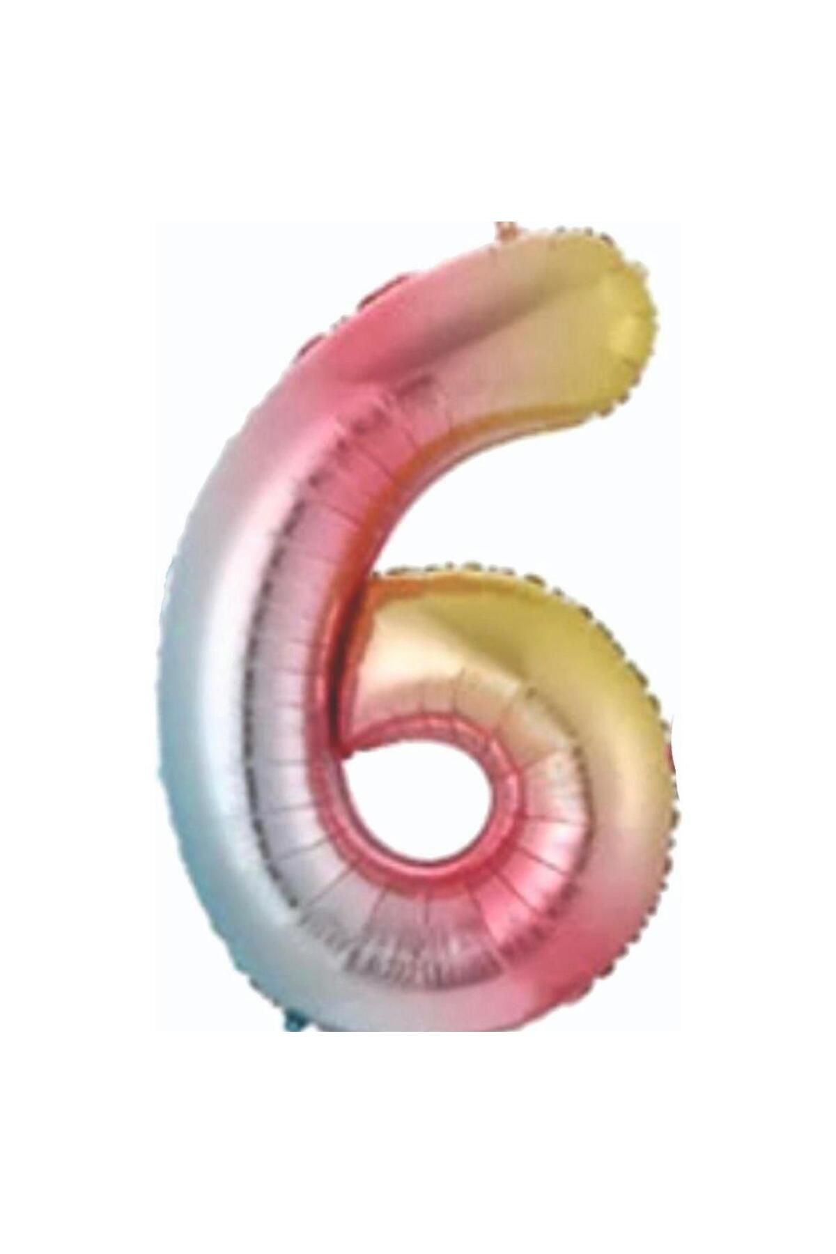 MİNAY 6 RAKAM FOLYO BALON GÖKKUŞAĞI RENK 34" 76cm
