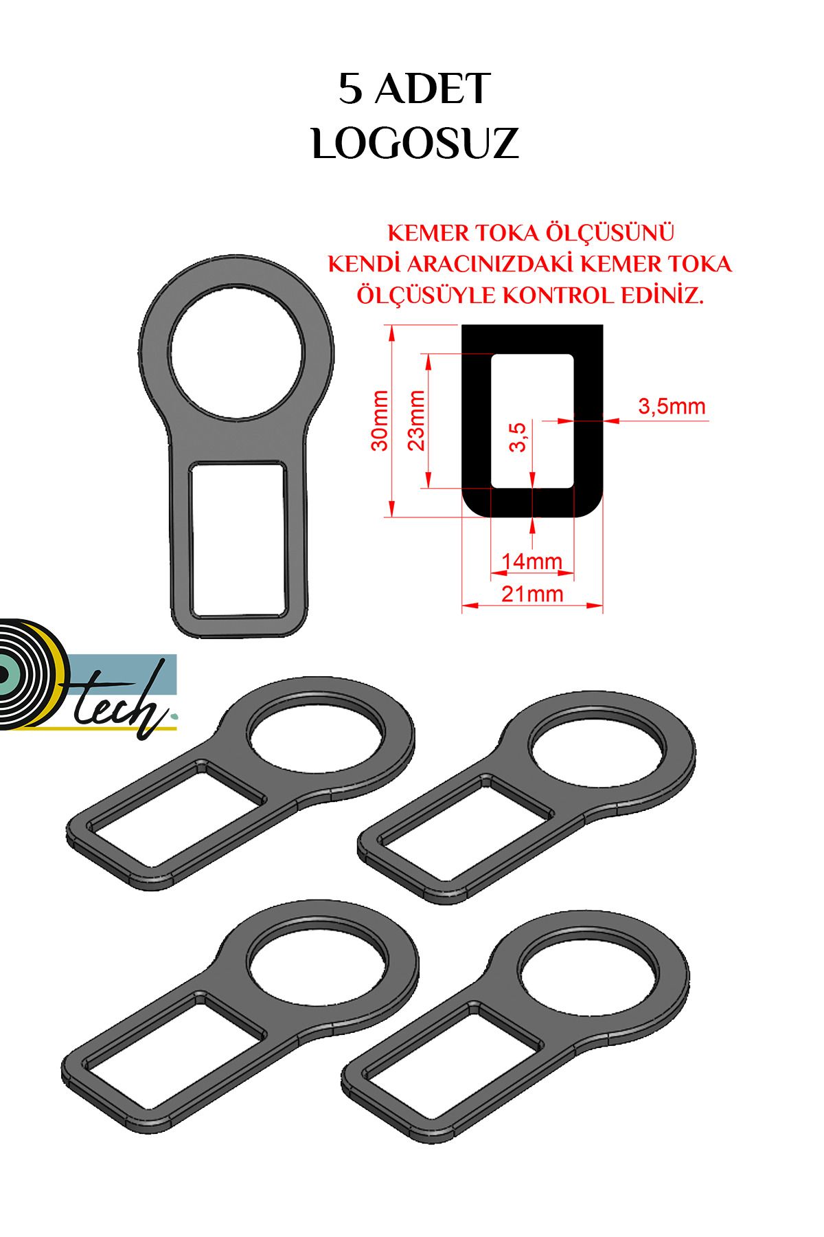 Dtech Standart Kemer Tokası Logosuz 5 Adet