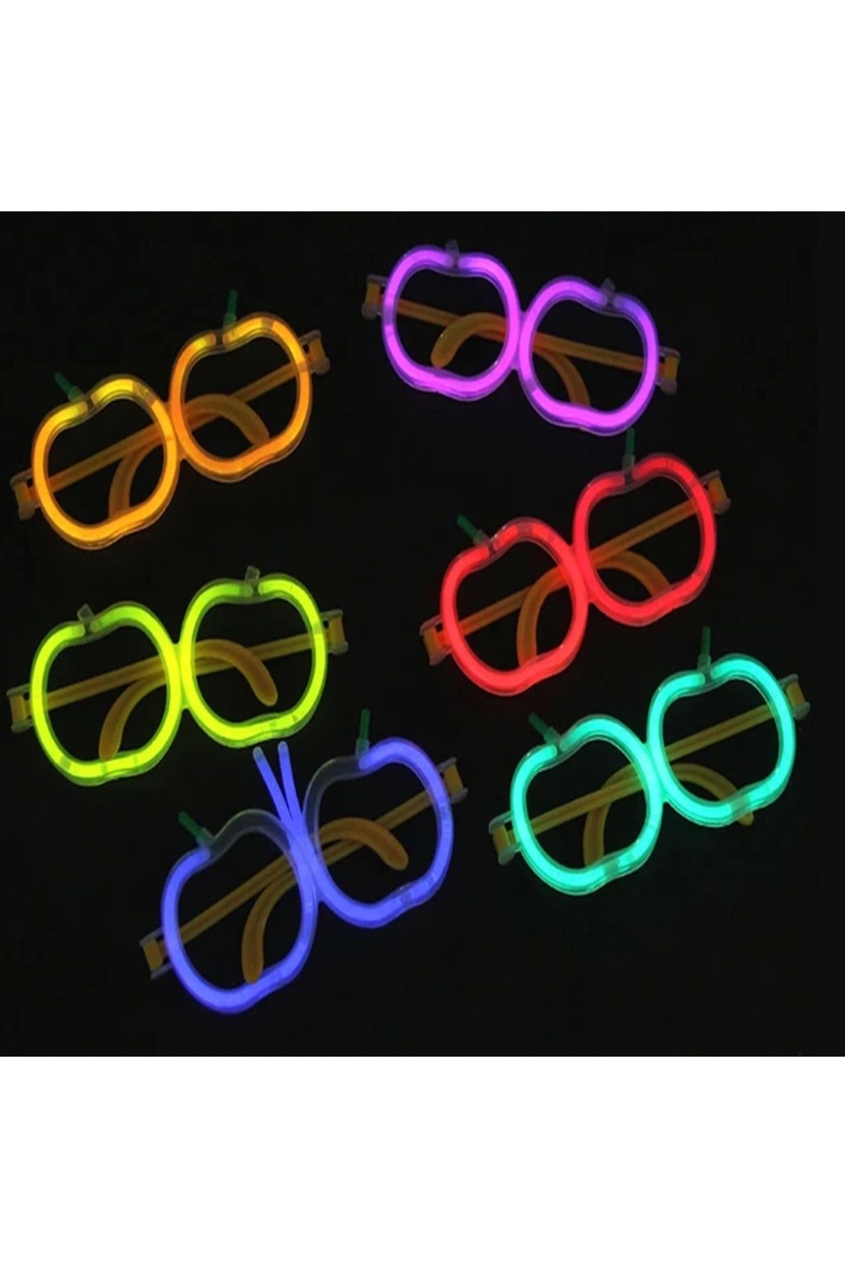 STOREMAX Glow Stick Elma Gözlük - Glow Partisi Gözlüğü - Glow Stick Gözlük 12 Adet (5047)