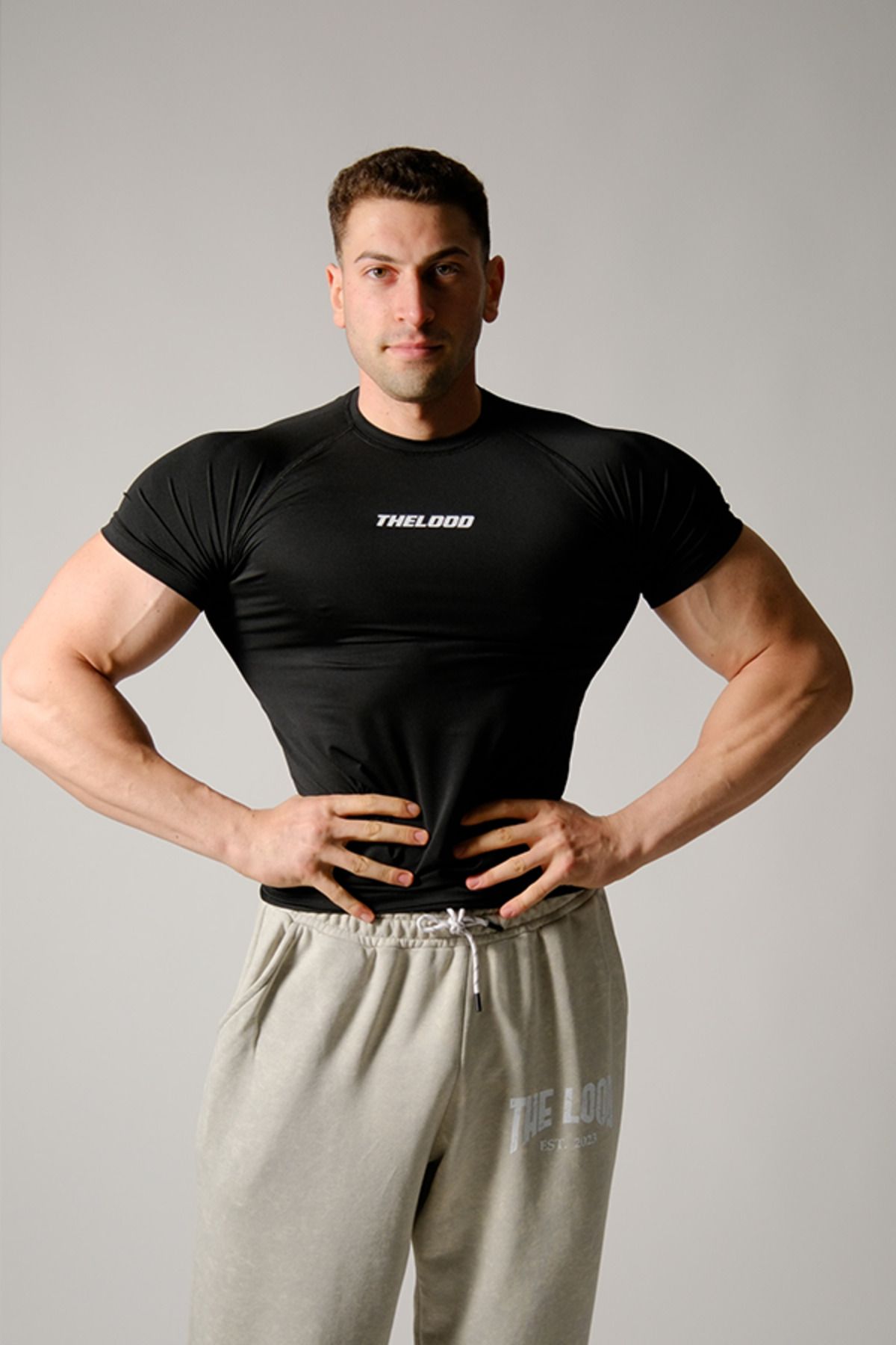 Thelood Siyah Kısa Kollu Compression Tshirt Sporcu Body