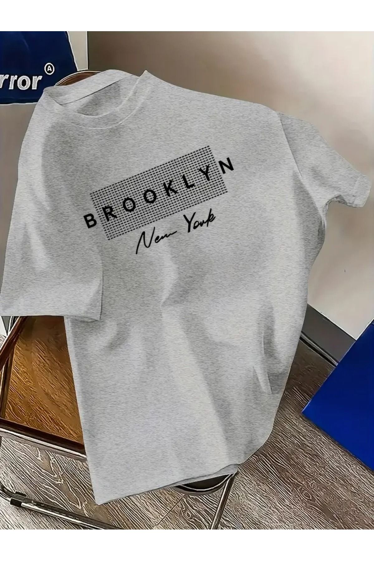 PAVRO Oversize Unisex Basic Tişört Rahat Şık Günlük Kullanım broklynbaskılı