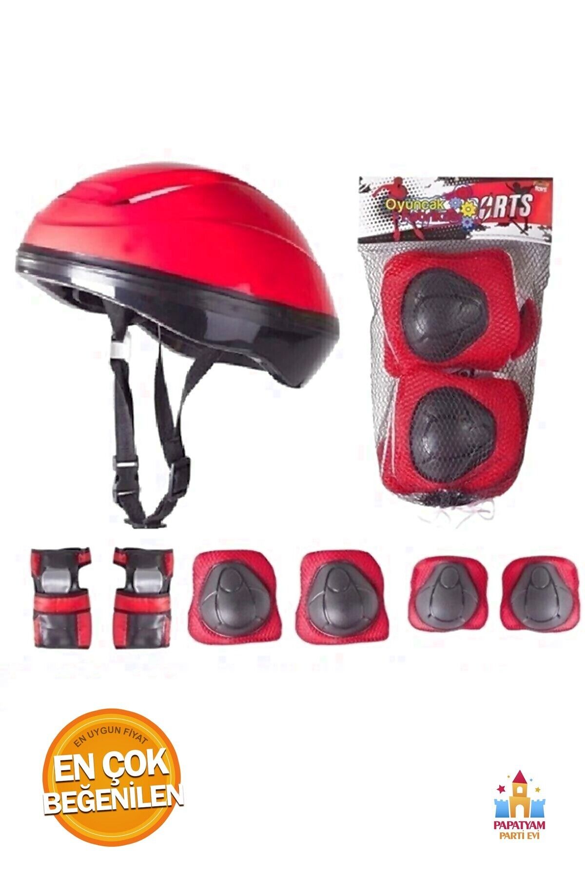 PapatyamPartiEvi Güvenliğini Önemse! Çocuk Paten Kaskı ve Koruyucu Set 7 Parça - Bisiklet ve Scooter için