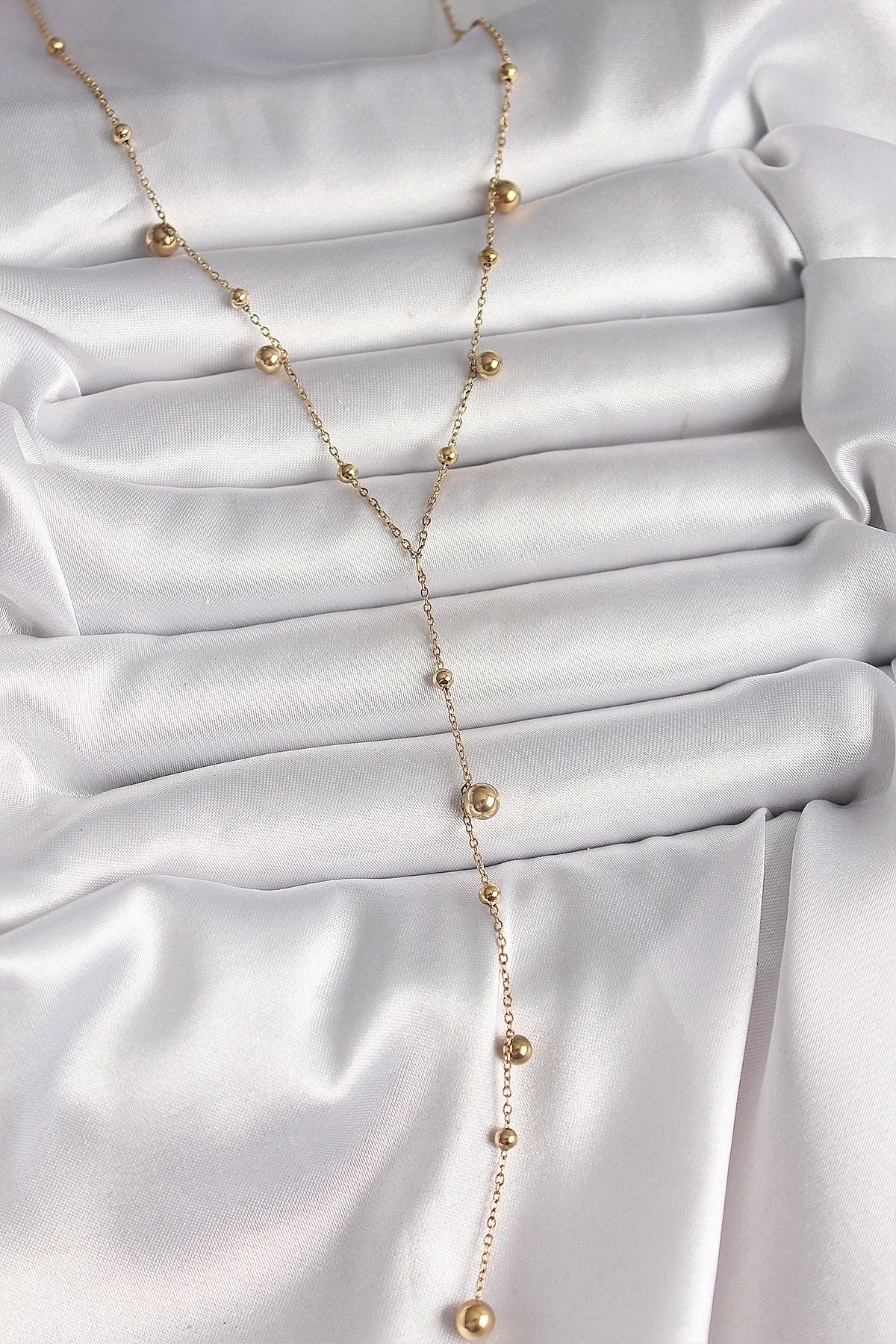 STOREMAX 316L Çelik Gold Renk Topçuklu Model Kadın Y Kolye