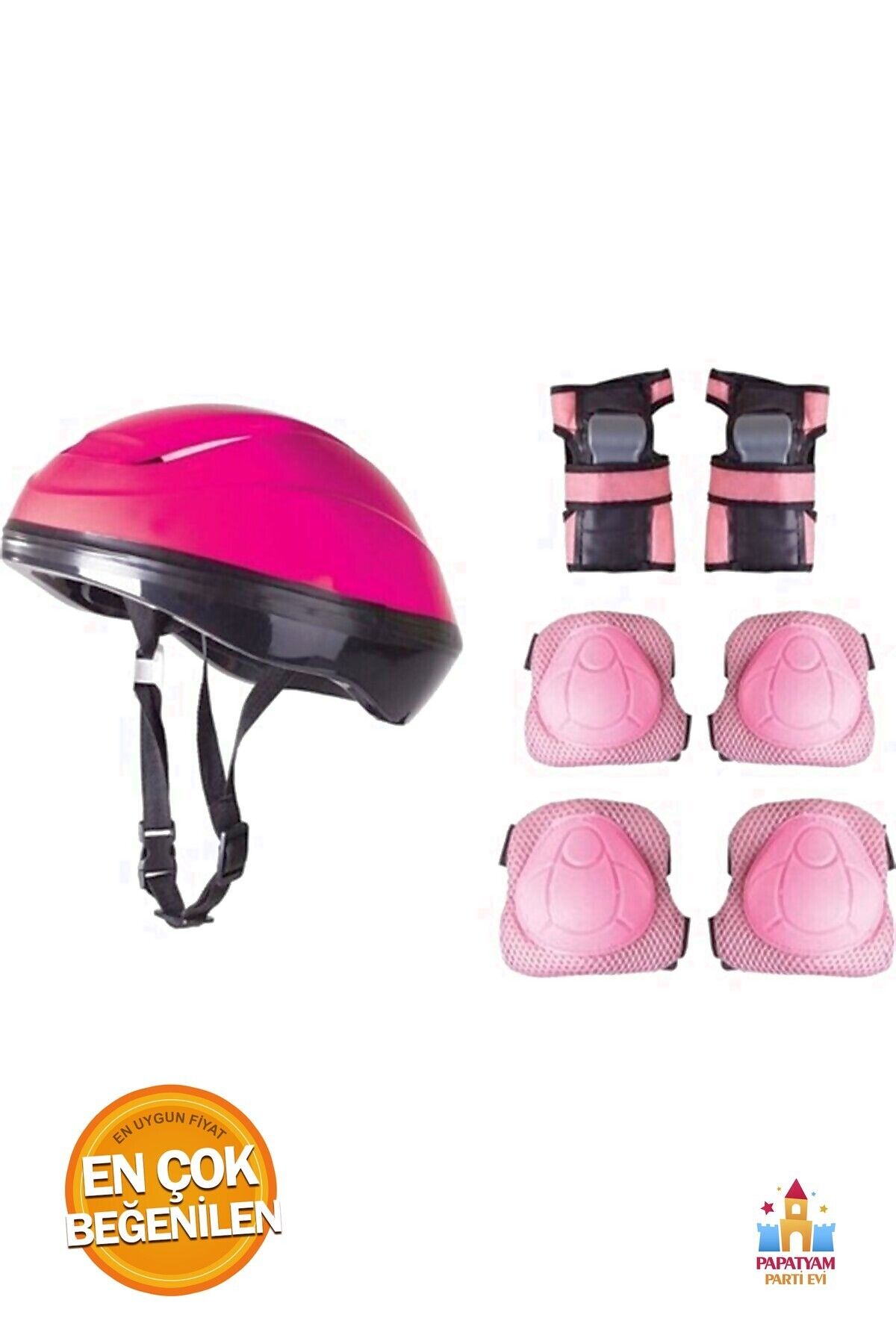PapatyamPartiEvi Çocuk Koruyucu Set: Bisiklet Scooter Paten için 7 Parça Kask Dizlik Dirseklik