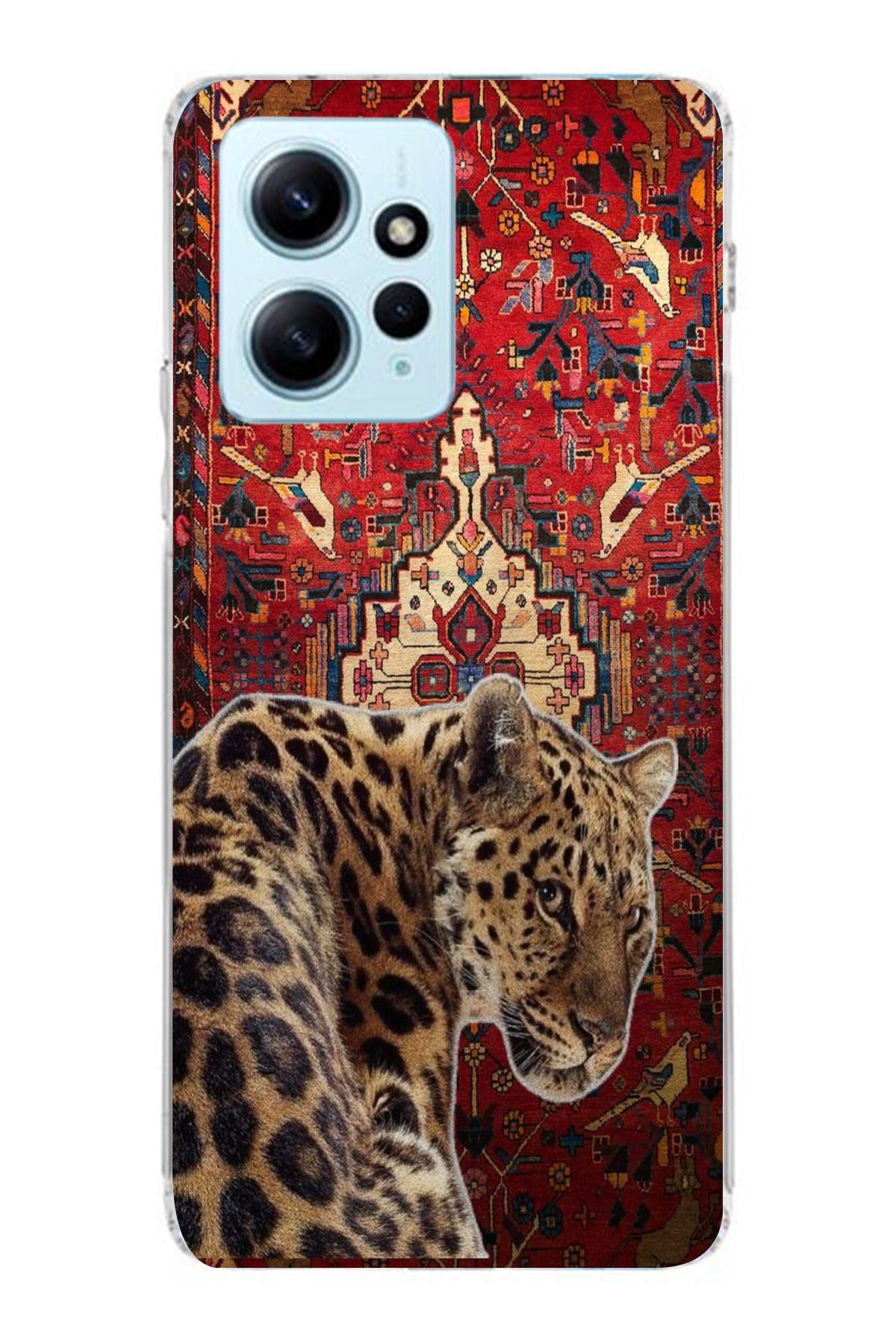moonset Xiaomi Redmi Note 12 4G Uyumlu Leopar Tasarımlı Baskılı Şeffaf Telefon Kılıfı