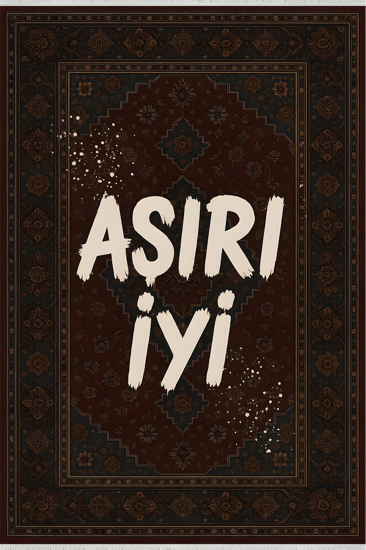 TNYLOF Klasik Motifli "Aşırı İyi" Halı – Retro Yazılı Tasarım | Kaymaz, Yıkanabilir, Robot Süpürge Uyumlu