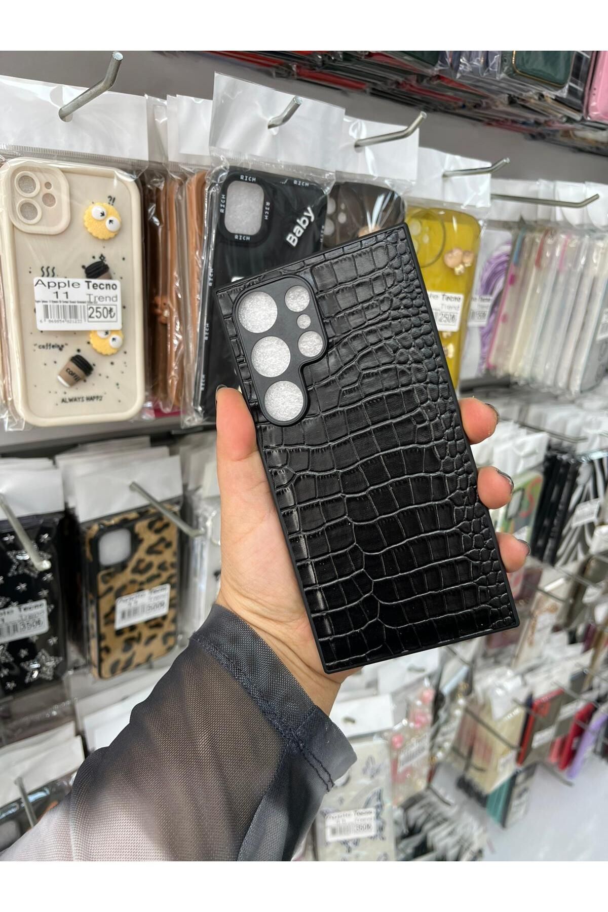 TECNOTREND GALAXY S25 ULTRA Dokulu Yüzey Çekmeye Dayanıklı Cep Telefon Kılıfı Pu Deri Kaplamalı Yumuşak