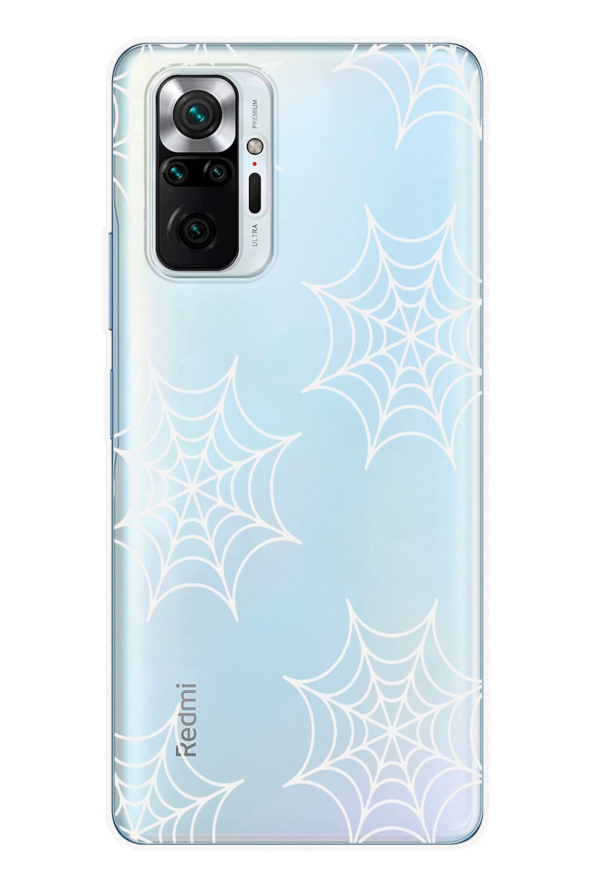 moonset Xiaomi Redmi Note 10 Pro Uyumlu Örümcek Ağ Tasarımlı Baskılı Şeffaf Telefon Kılıfı