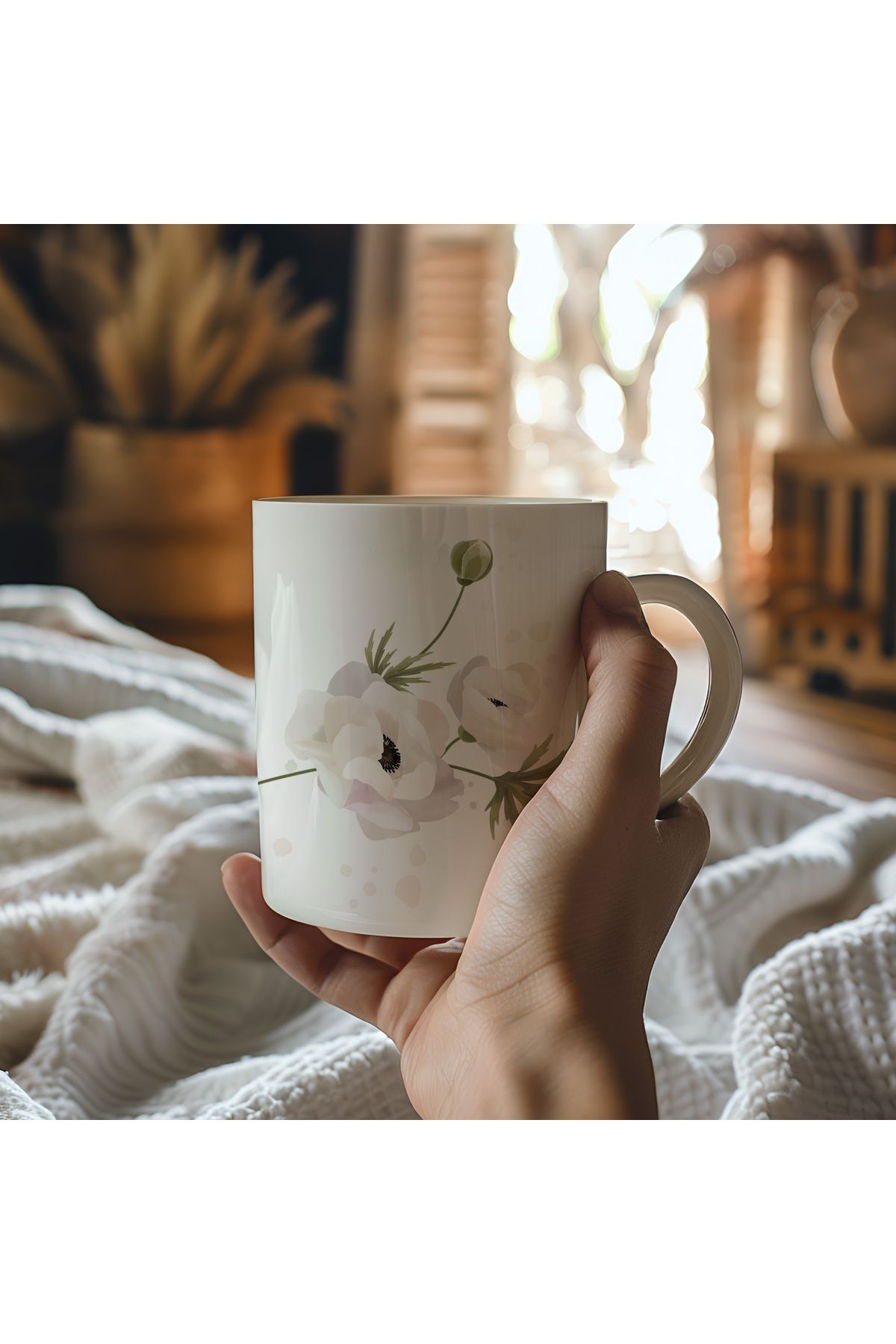 waspandhornet Floral Desen Seramik Kupa