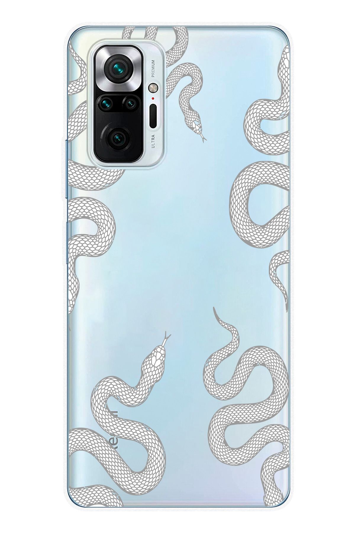 moonset Xiaomi Redmi Note 10 Pro Uyumlu Yılan Tasarımlı Baskılı Şeffaf Telefon Kılıfı