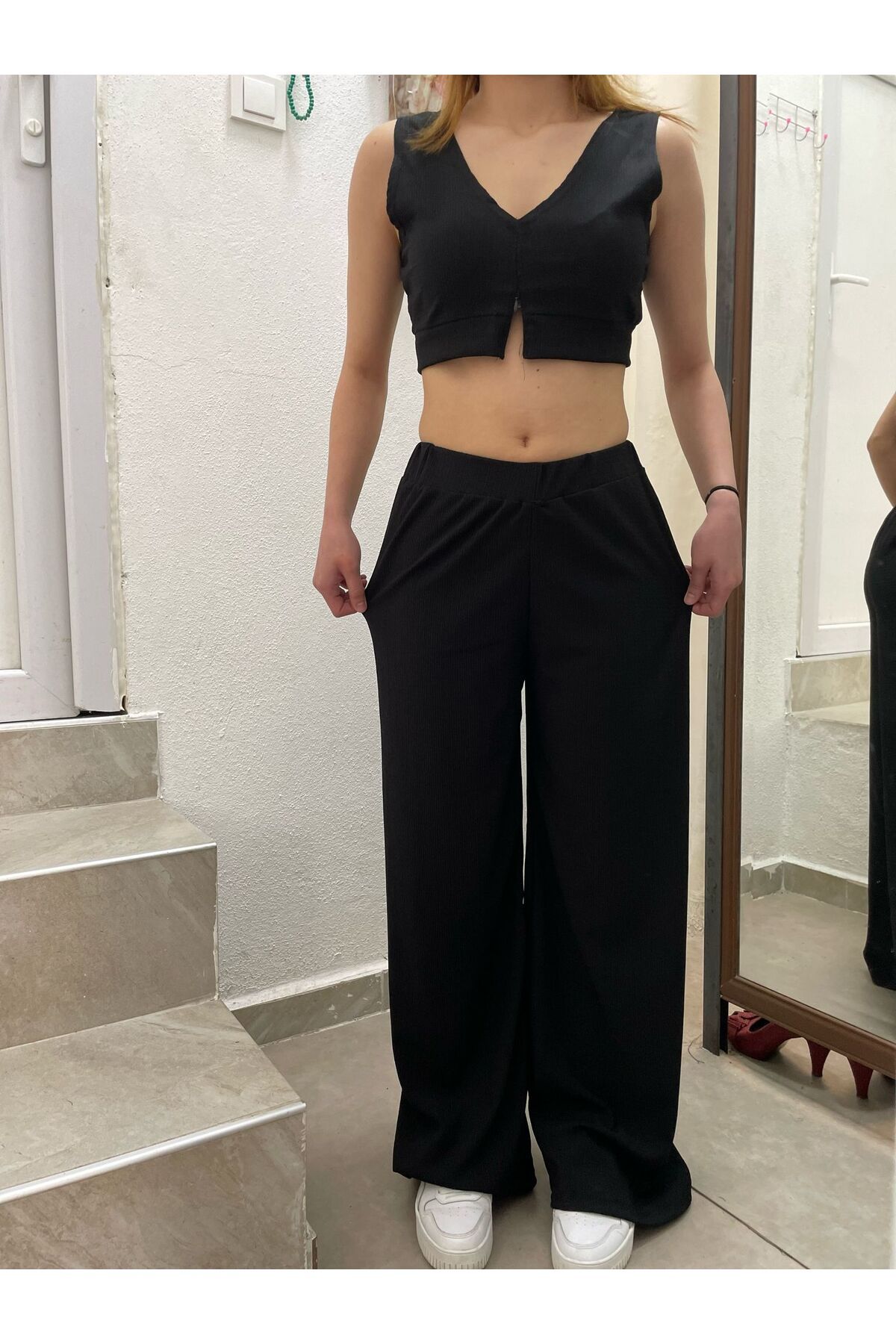 RAYMES Kadın Palazzo pantolon crop takım