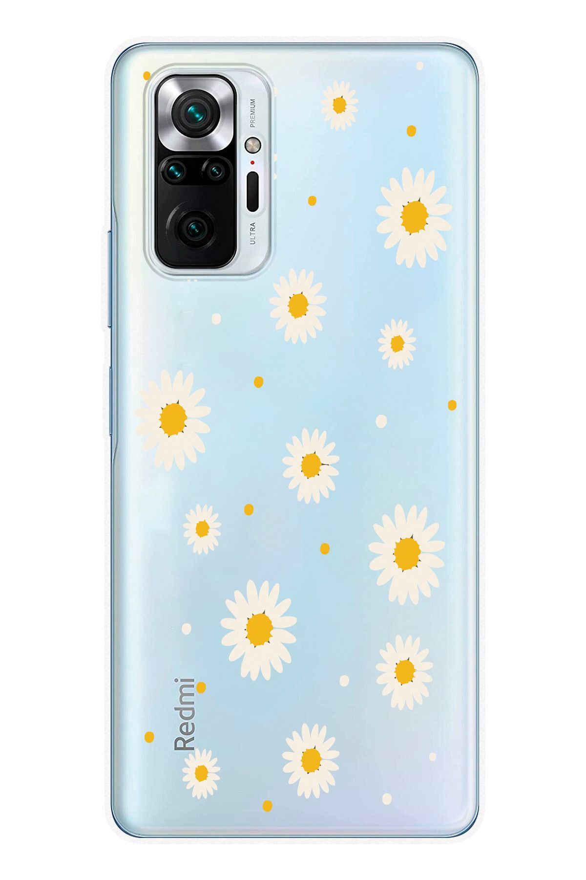 moonset Xiaomi Redmi Note 10 Pro Uyumlu Papatya Tasarımlı Baskılı Şeffaf Telefon Kılıfı