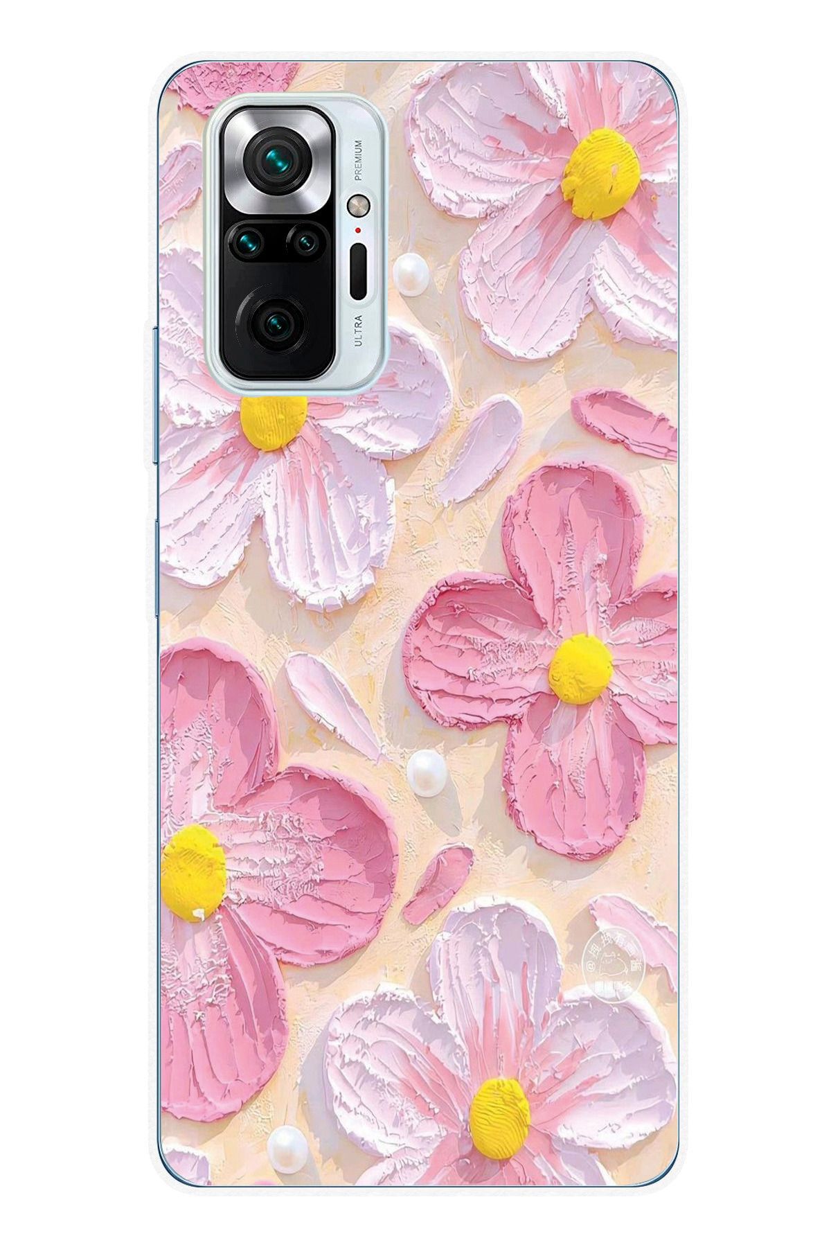 moonset Xiaomi Redmi Note 10 Pro Uyumlu Pastel Çiçek Tasarımlı Baskılı Şeffaf Telefon Kılıfı