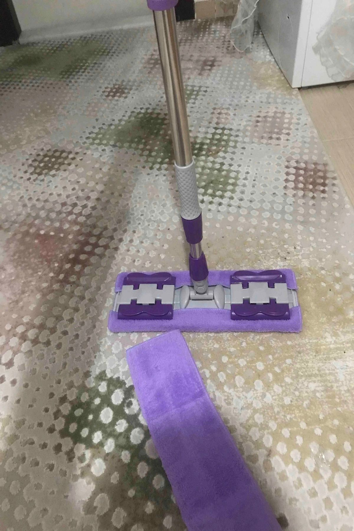 NEZADE STORE Teleskobik Cam Yer Tavan Silme - İstediğin Bezi Tak Kullan - 4 Mandallı -Yedek Bezli Mop Seti