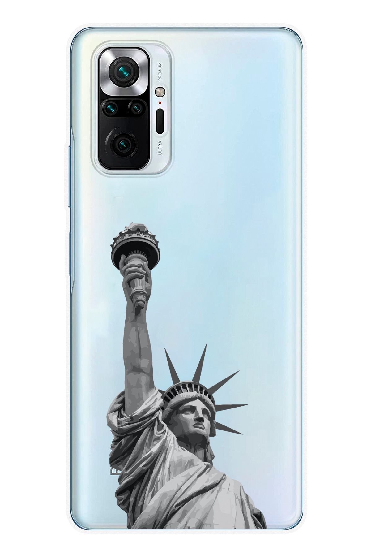 moonset Xiaomi Redmi Note 10 Pro Uyumlu Özgürlük Heykeli Tasarımlı Baskılı Şeffaf Telefon Kılıfı