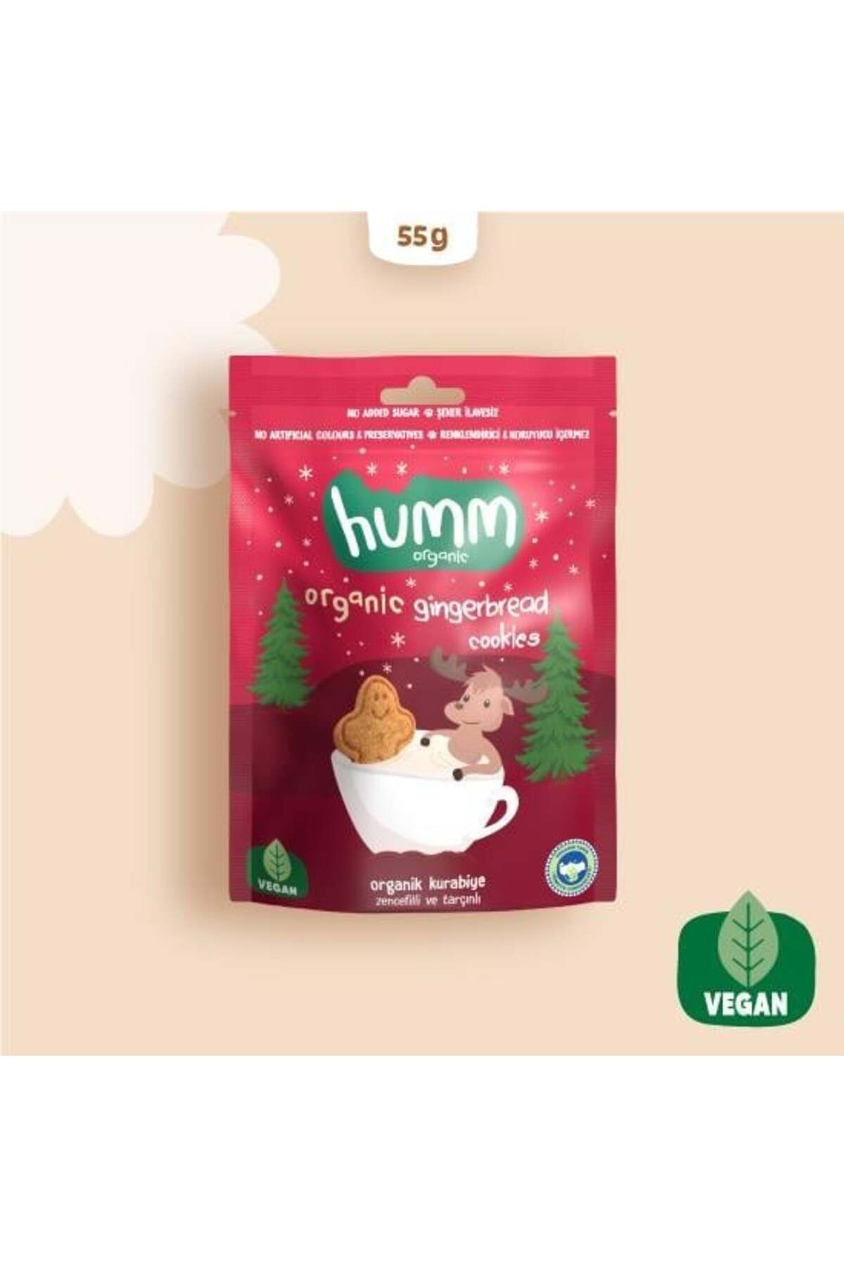 NEZADE STORE Humm Organik Zencefilli ve Tarçınlı Vegan Kurabiye 55 Gr