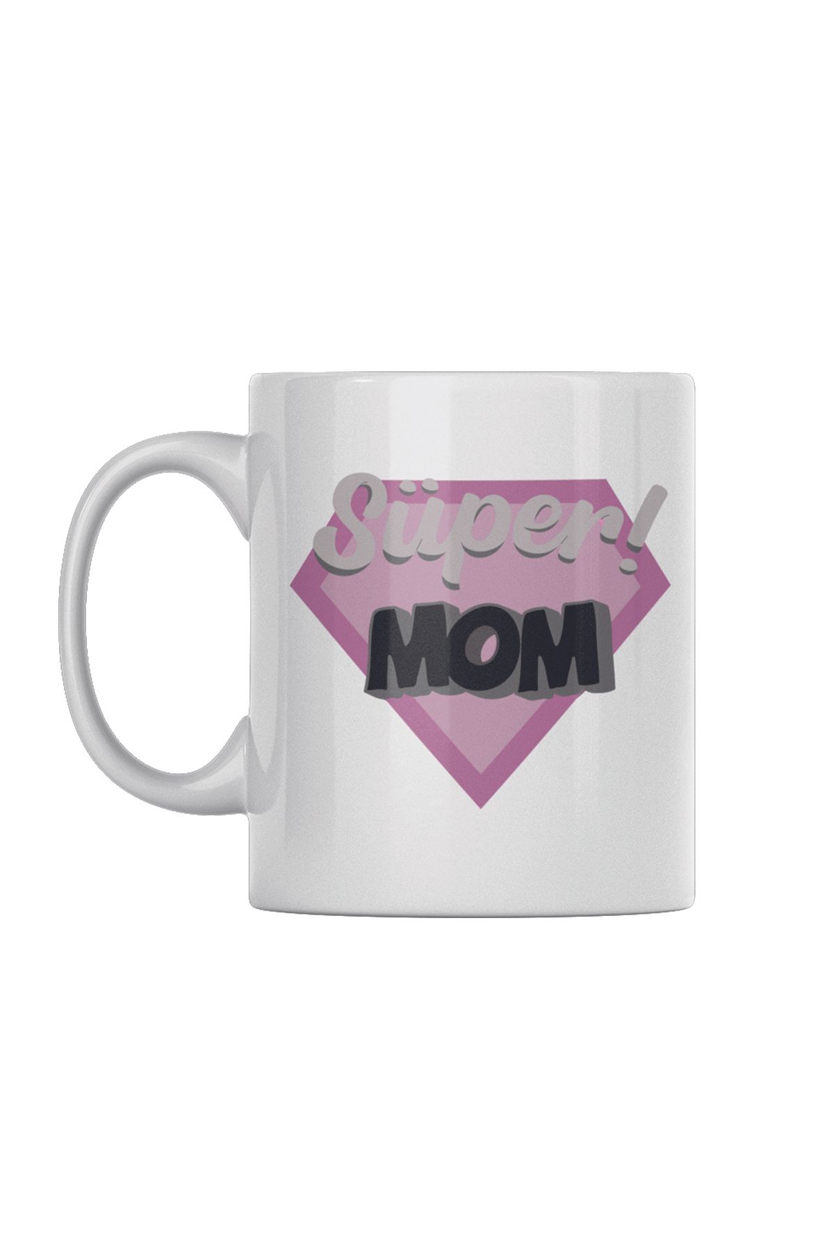 BİBANAPROMOSYON Super Mom Anneler Günü Doğum Günü Hediye Baskılı Kupa Bardak