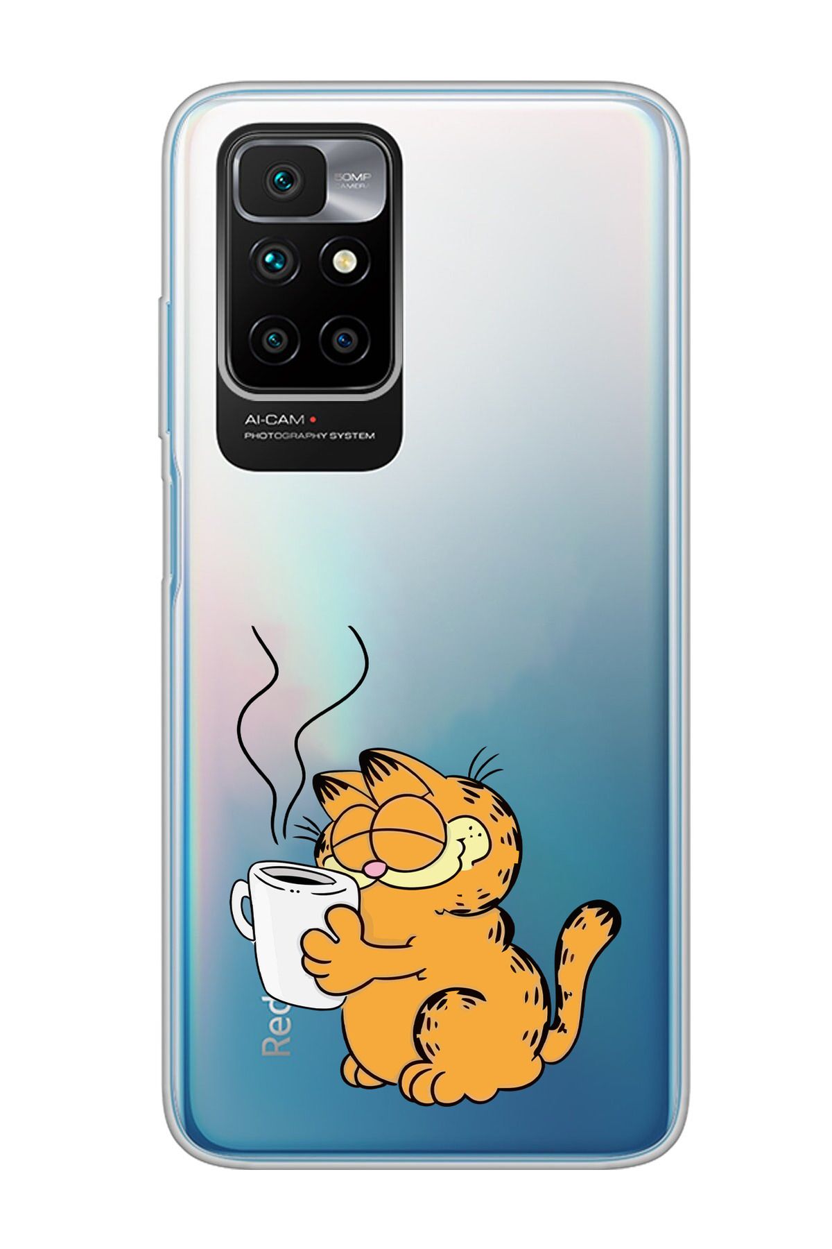 moonset Xiaomi Redmi 10 2022 Uyumlu Garfield Tasarımlı Baskılı Şeffaf Telefon Kılıfı