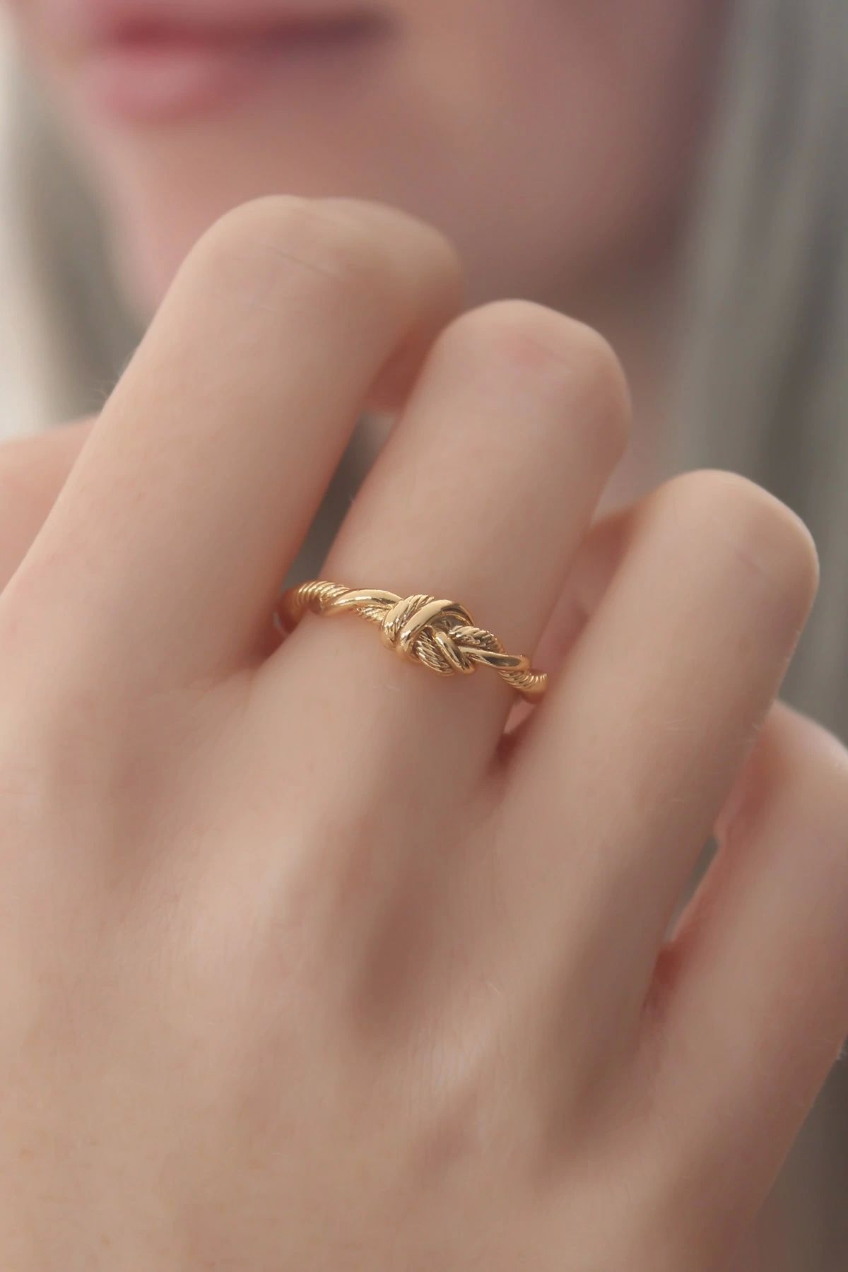 Clariss Gold Renk Halat Düğüm Model Kadın Yüzük