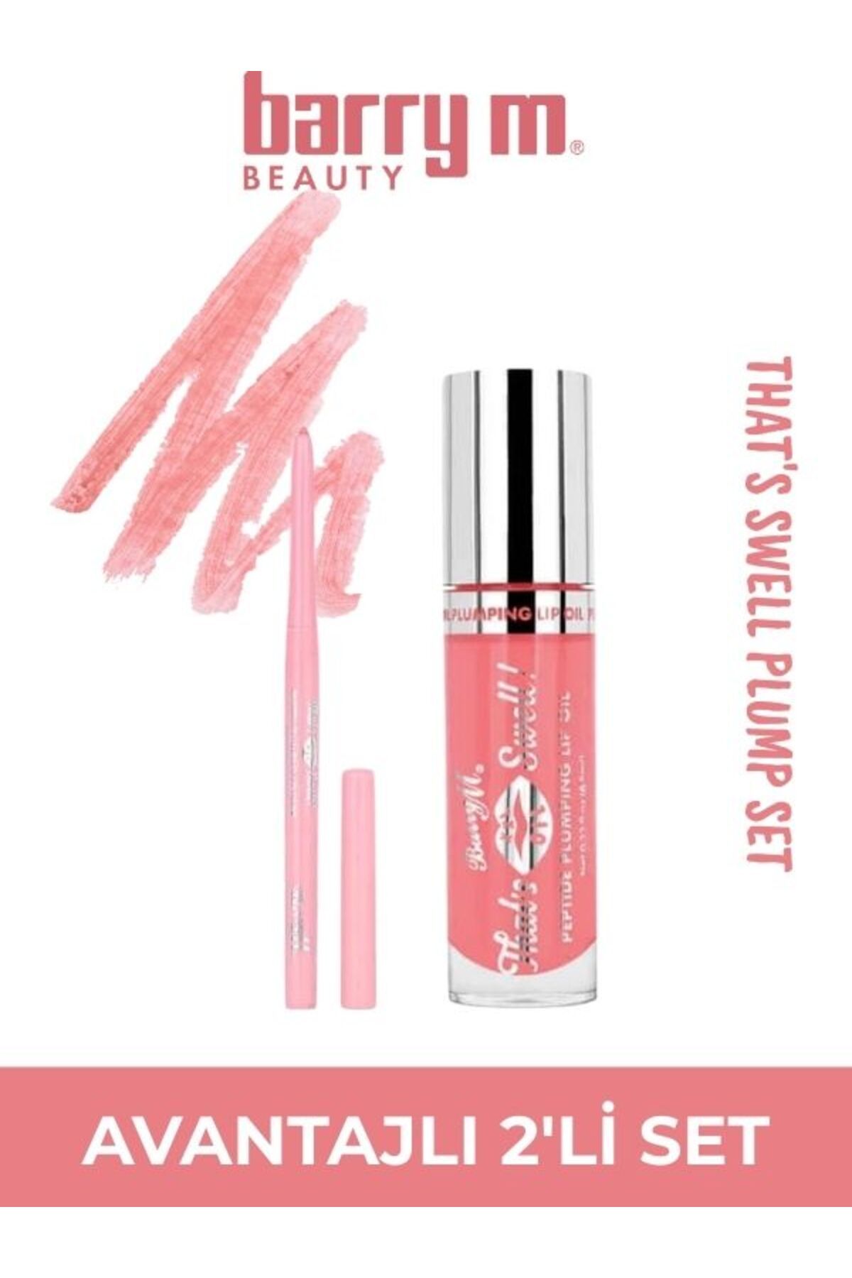 Barry M That's Swell! Peptide Dudak Lip Gloss Set Lip Liner ve Lip Gloss