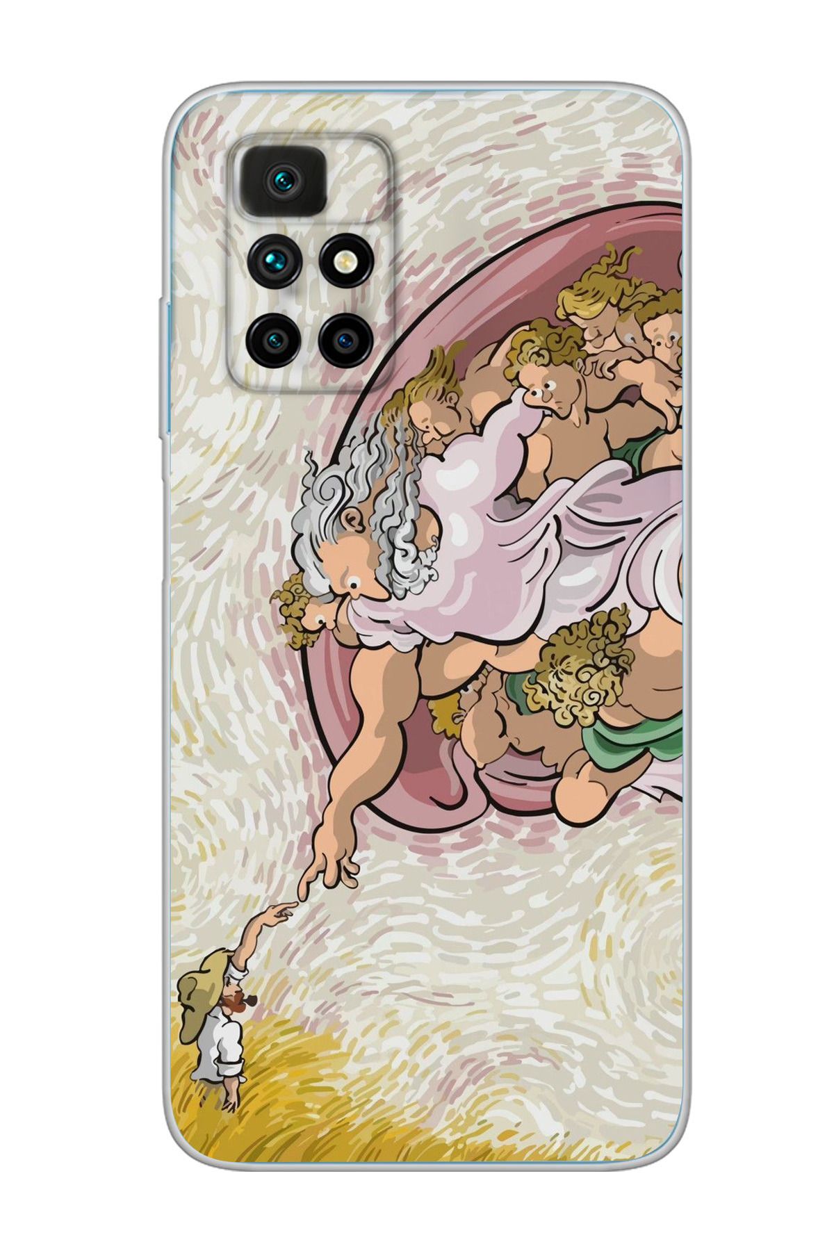 moonset Xiaomi Redmi 10 2022 Uyumlu Van Gogh Tasarımlı Baskılı Şeffaf Telefon Kılıfı