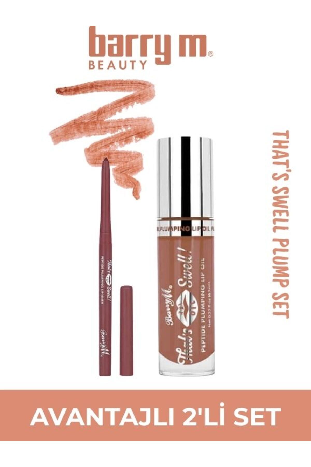 Barry M That's Swell! Peptide Dudak Lip Gloss Set Lip Liner ve Lip Gloss