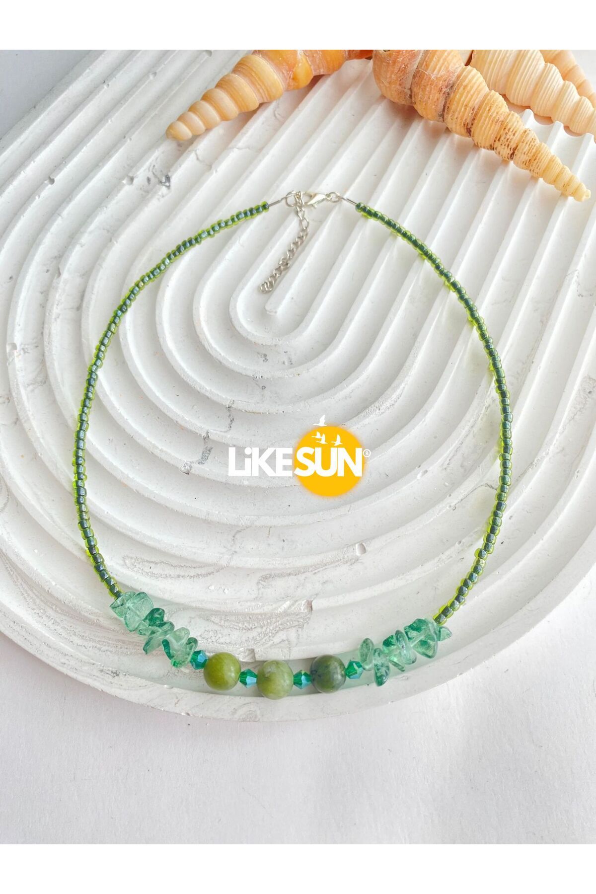LiKESUN Doğa Işıltısı – Yeşil Doğal Taş Kolye