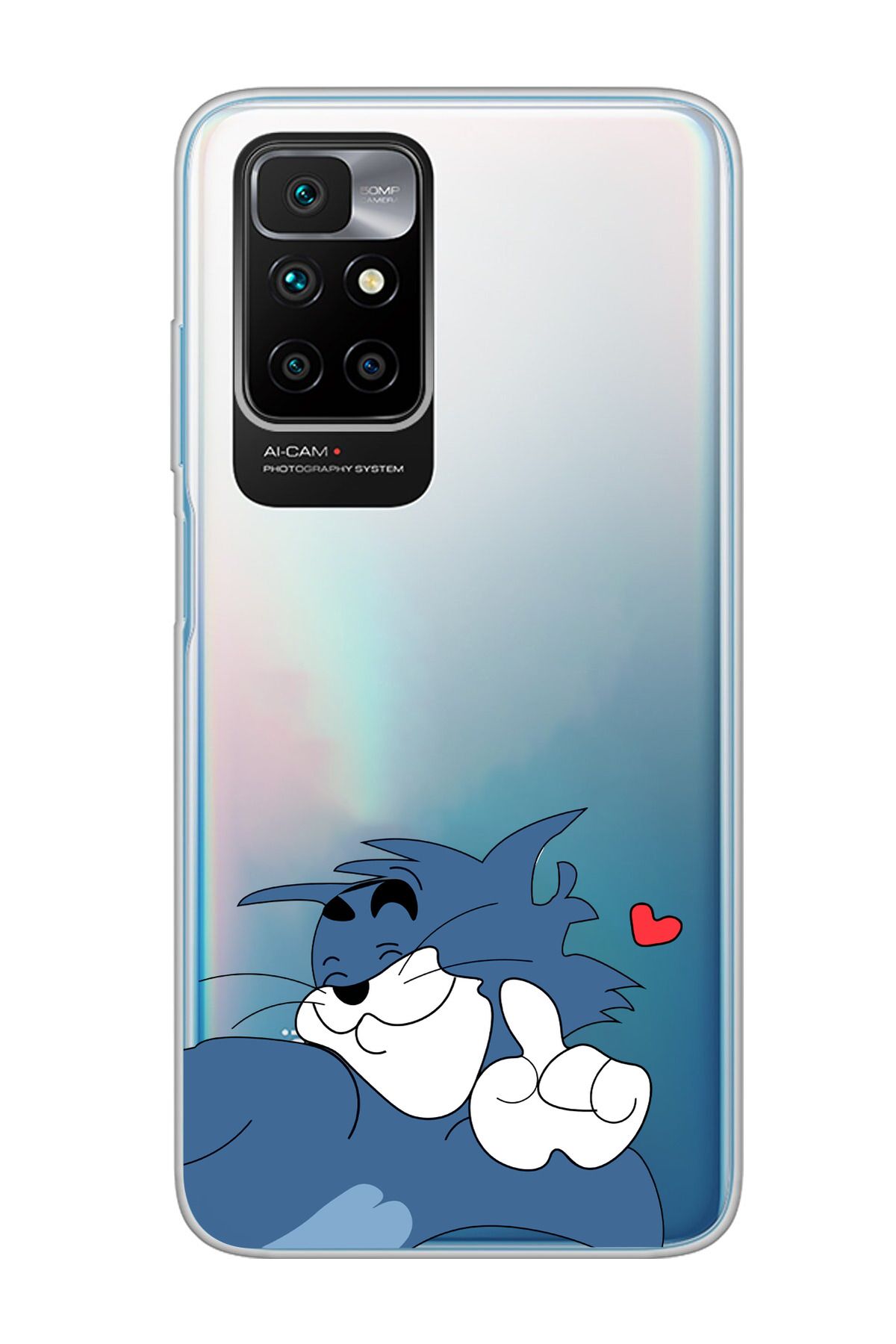 moonset Xiaomi Redmi 10 2022 Uyumlu Tom Tasarımlı Baskılı Şeffaf Telefon Kılıfı