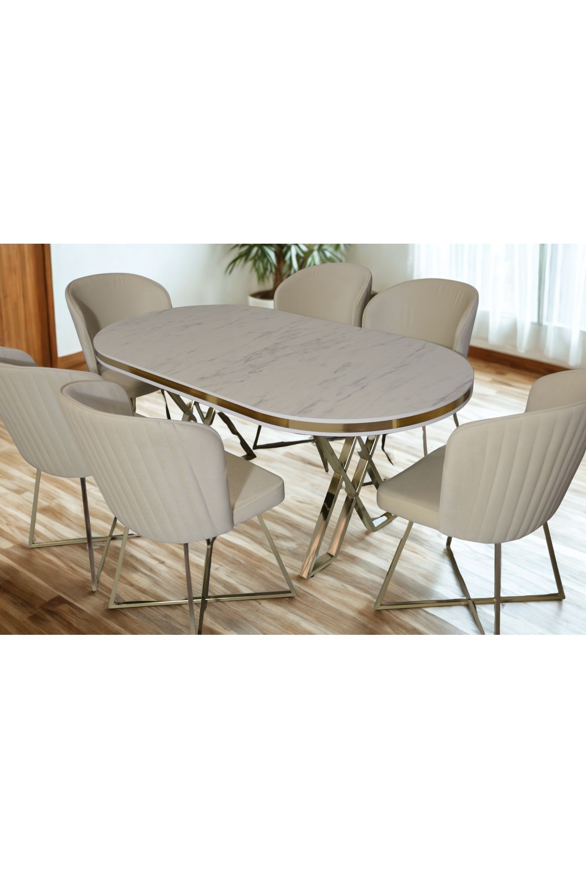 ÜNALMIŞ SALON VE MUTFAK YEMEK MASASI TAKIMI 90X170 ( MASA VE 6 SANDALYE )
