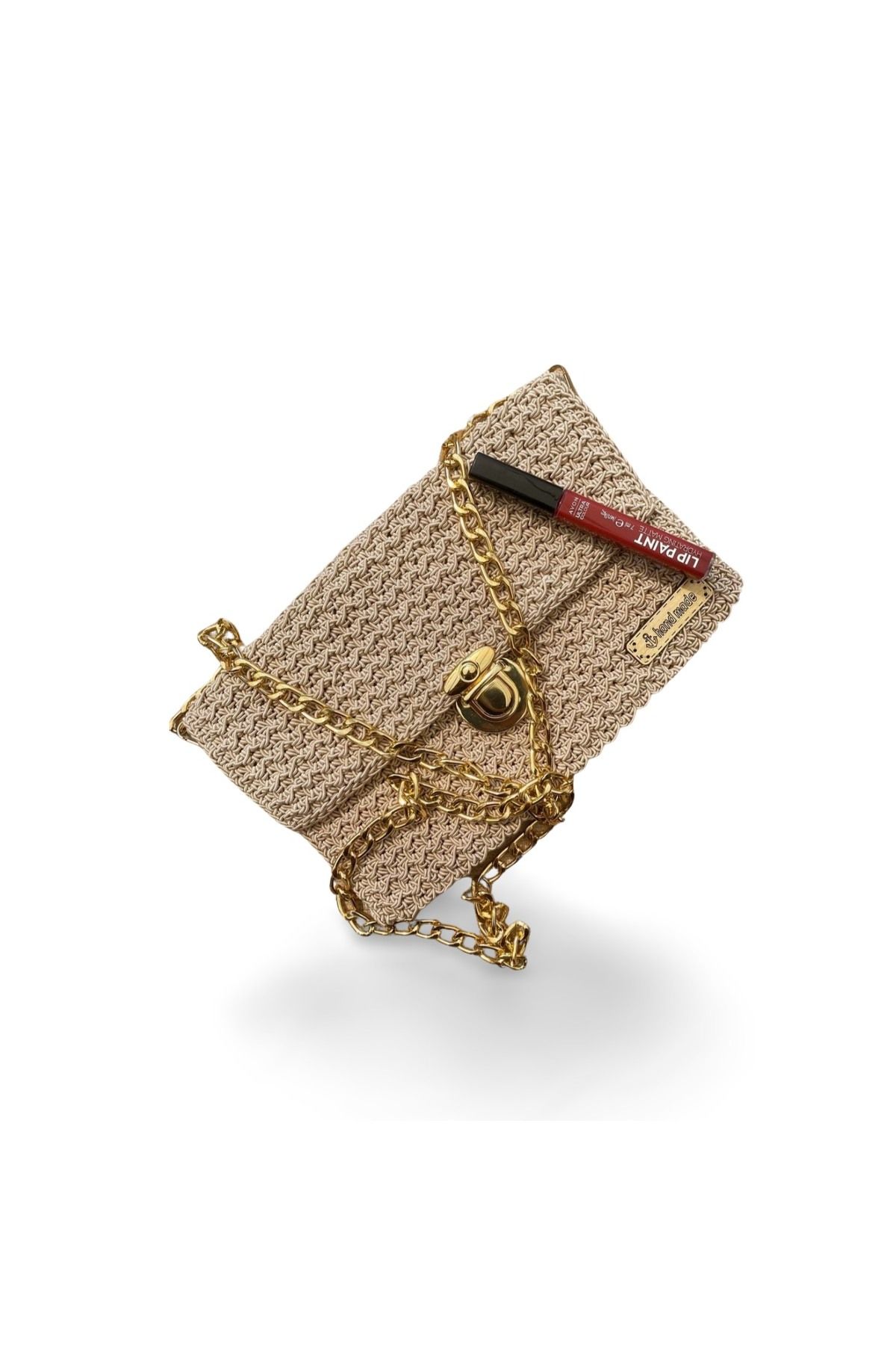 HAND MADE BAG KOPYA - Kadın El örgüsü mum ip portföy postacı çanta