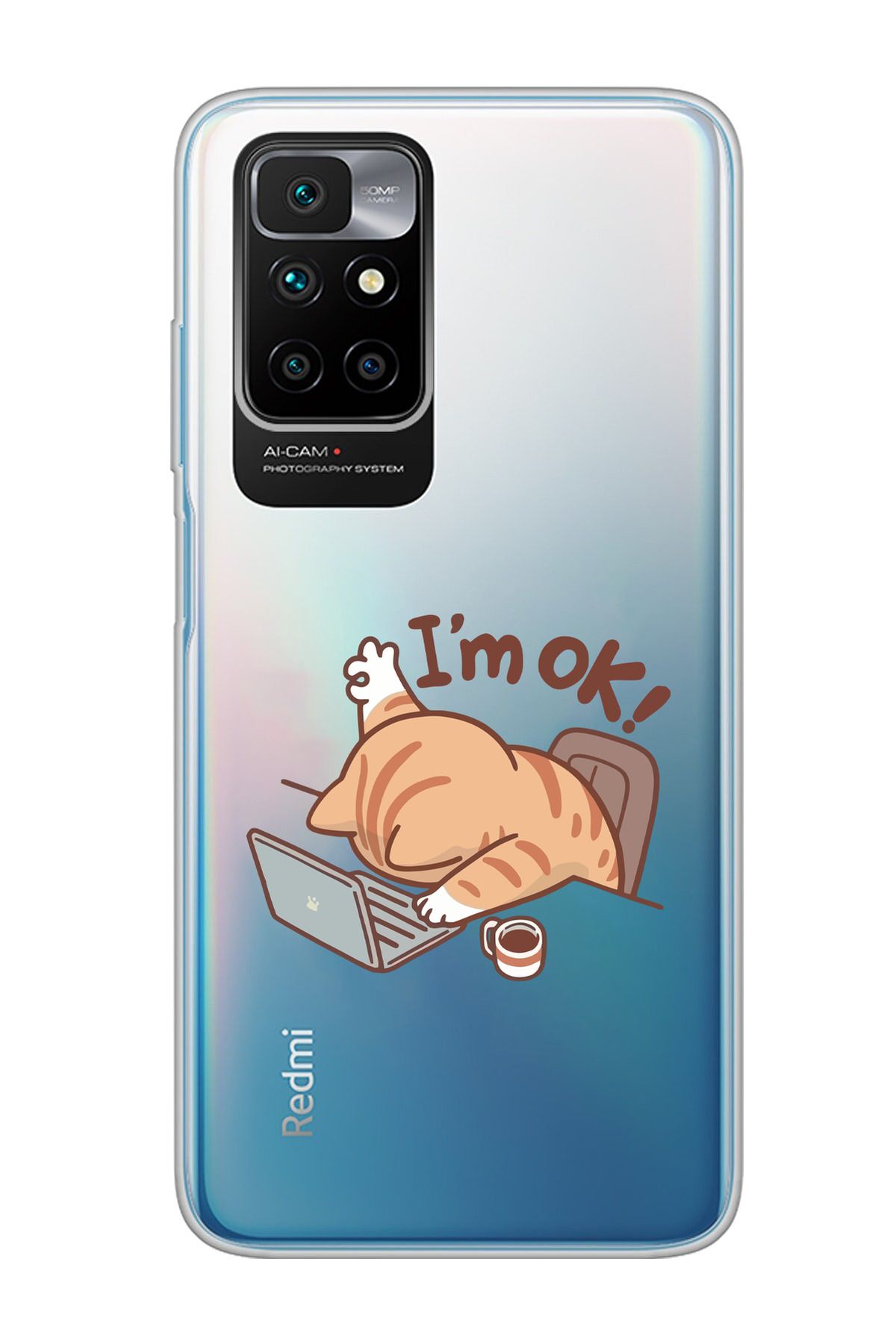 moonset Xiaomi Redmi 10 2022 Uyumlu Sevimli Kedi Tasarımlı Baskılı Şeffaf Telefon Kılıfı