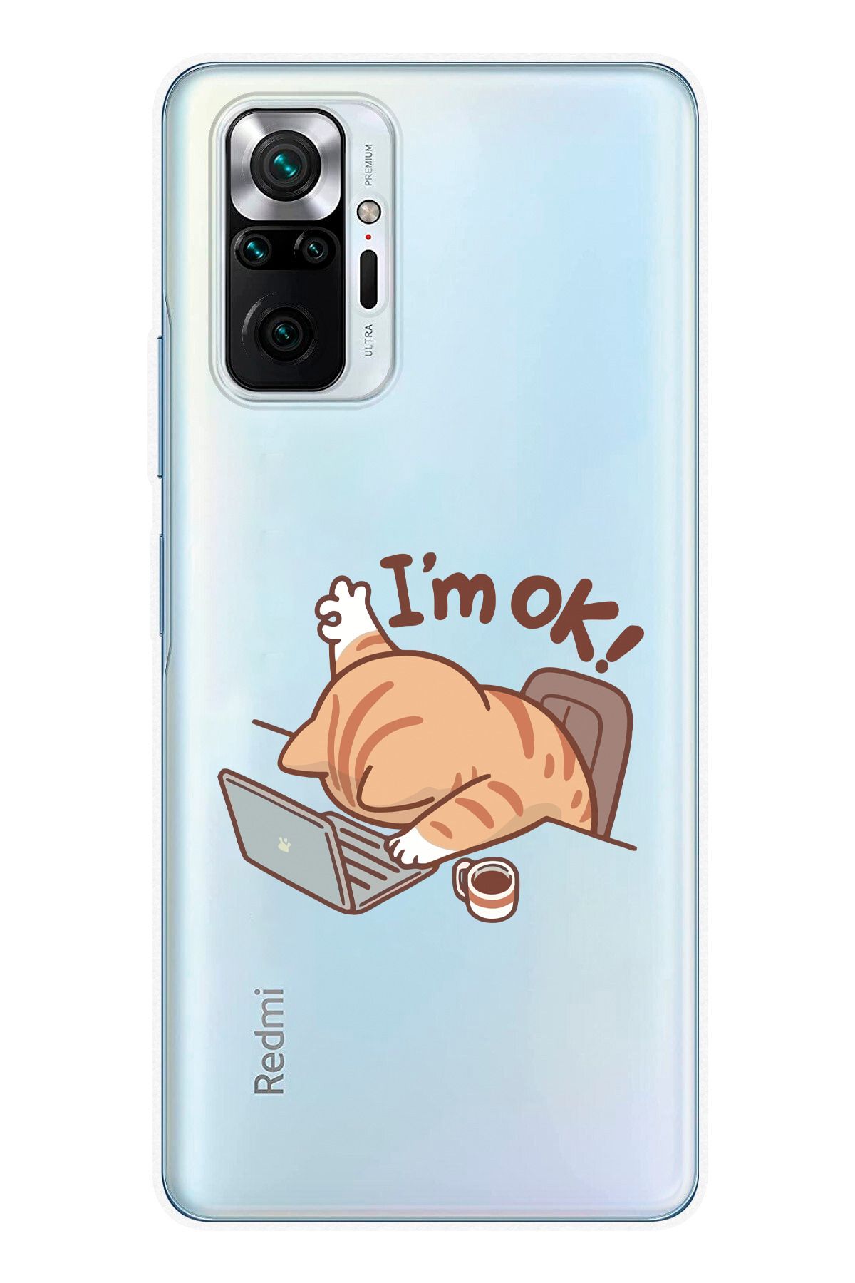 moonset Xiaomi Redmi Note 10 Pro Uyumlu Sevimli Kedi Tasarımlı Baskılı Şeffaf Telefon Kılıfı