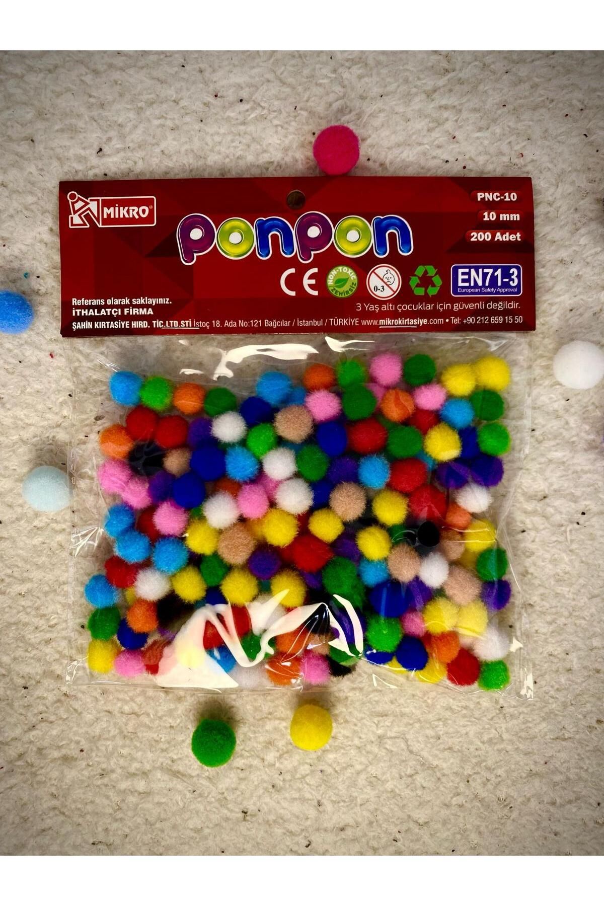 BİGÜMEX Pon Pon Mix-Renkli 10 MM(1CM)- 200 ADET