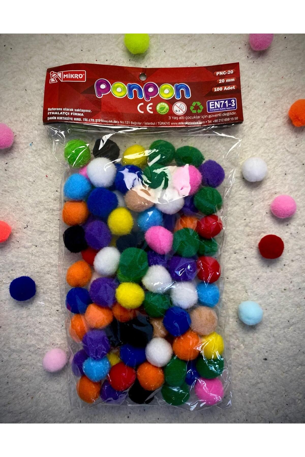 BİGÜMEX Pon Pon Mix-Renkli 20 MM(2CM)- 100 ADET