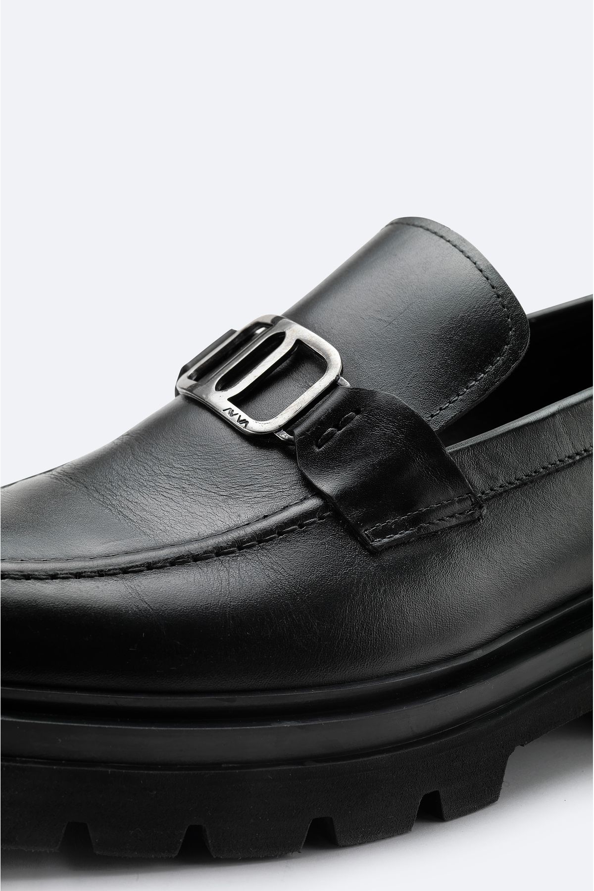Avva-Men's Black 100% Leather Flexible Sole Classic Shoes A42Y8015 3