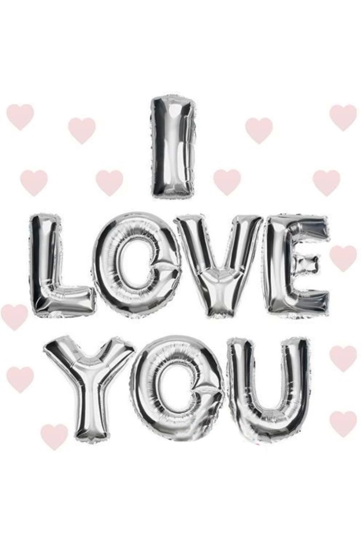 YNT İthalat I Love You Folyo Balon Gümüş Renk 35 Cm