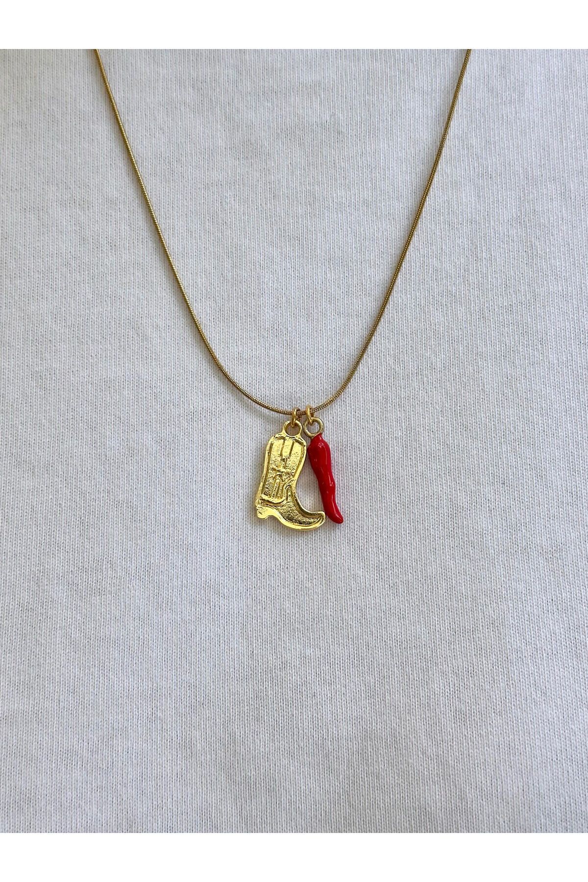 Serenity Atelier Yeni Sezon Gold Çelik Çizme Detaylı Kolye (60cm Boyutlarındadır.)