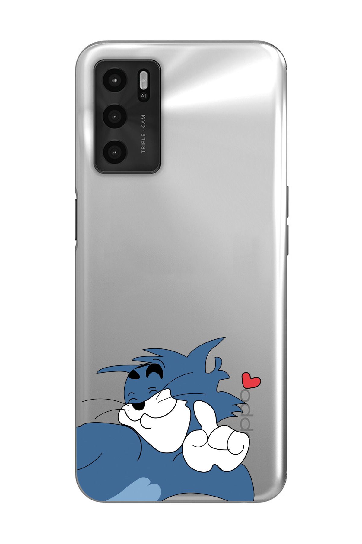 moonset Oppo A16 / A55 Uyumlu Tom Tasarımlı Baskılı Şeffaf Telefon Kılıfı