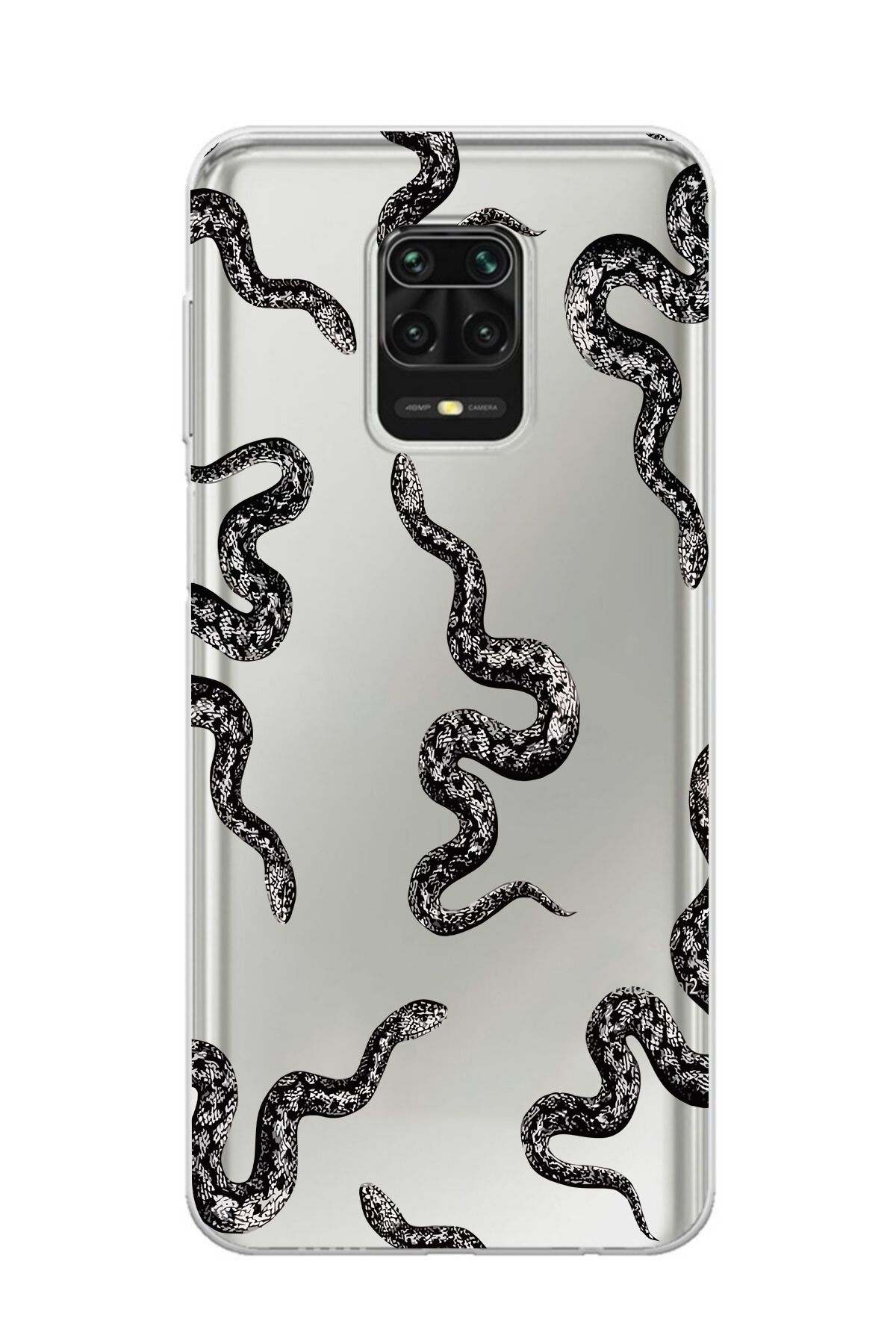 moonset Xiaomi Redmi Note 9 Pro / Note 9S Uyumlu Yılan Tasarımlı Baskılı Şeffaf Telefon Kılıfı
