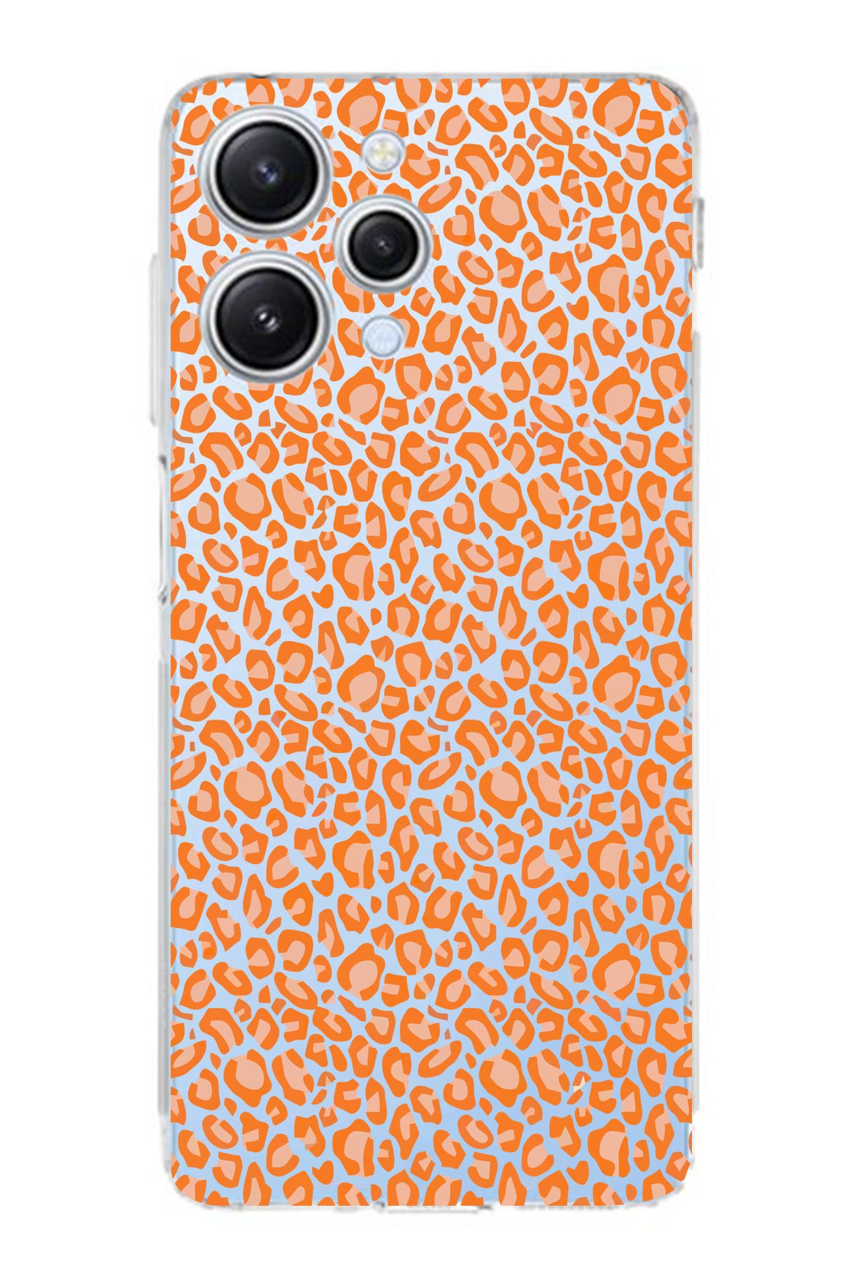 moonset Xiaomi Redmi 12 Uyumlu Turuncu Leopar Tasarımlı Baskılı Şeffaf Telefon Kılıfı