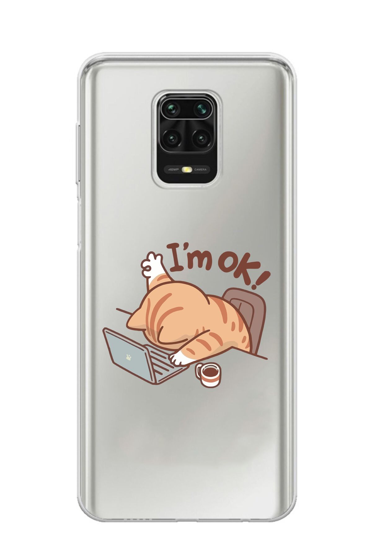 moonset Xiaomi Redmi Note 9 Pro / Note 9S Uyumlu Sevimli Kedi Tasarımlı Baskılı Şeffaf Telefon Kılıfı